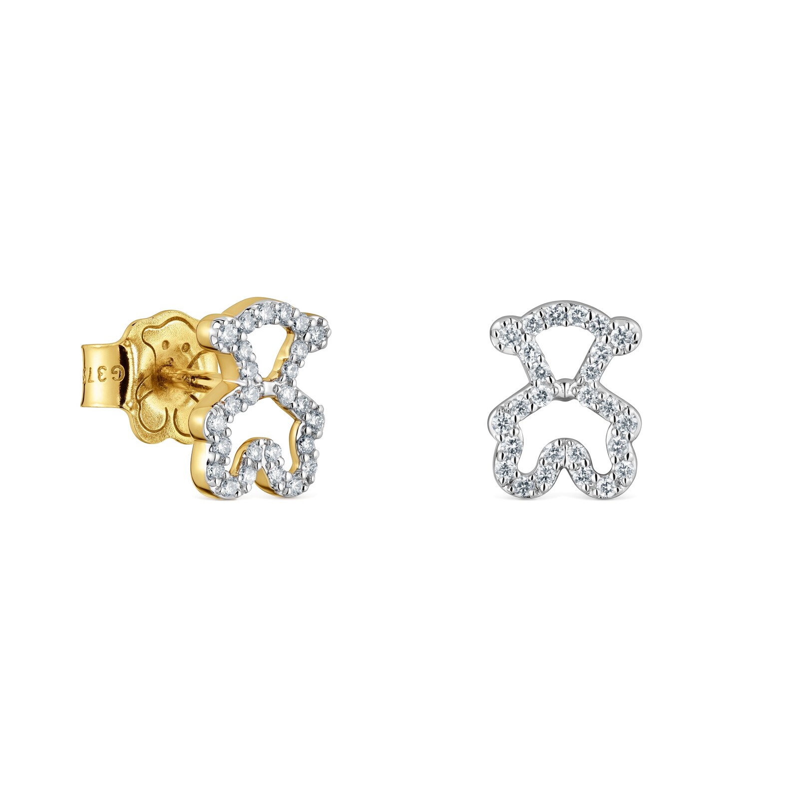 ARETES OSO CON DIAMANTES Y ORO TOUS 9 KT KAOS - 1