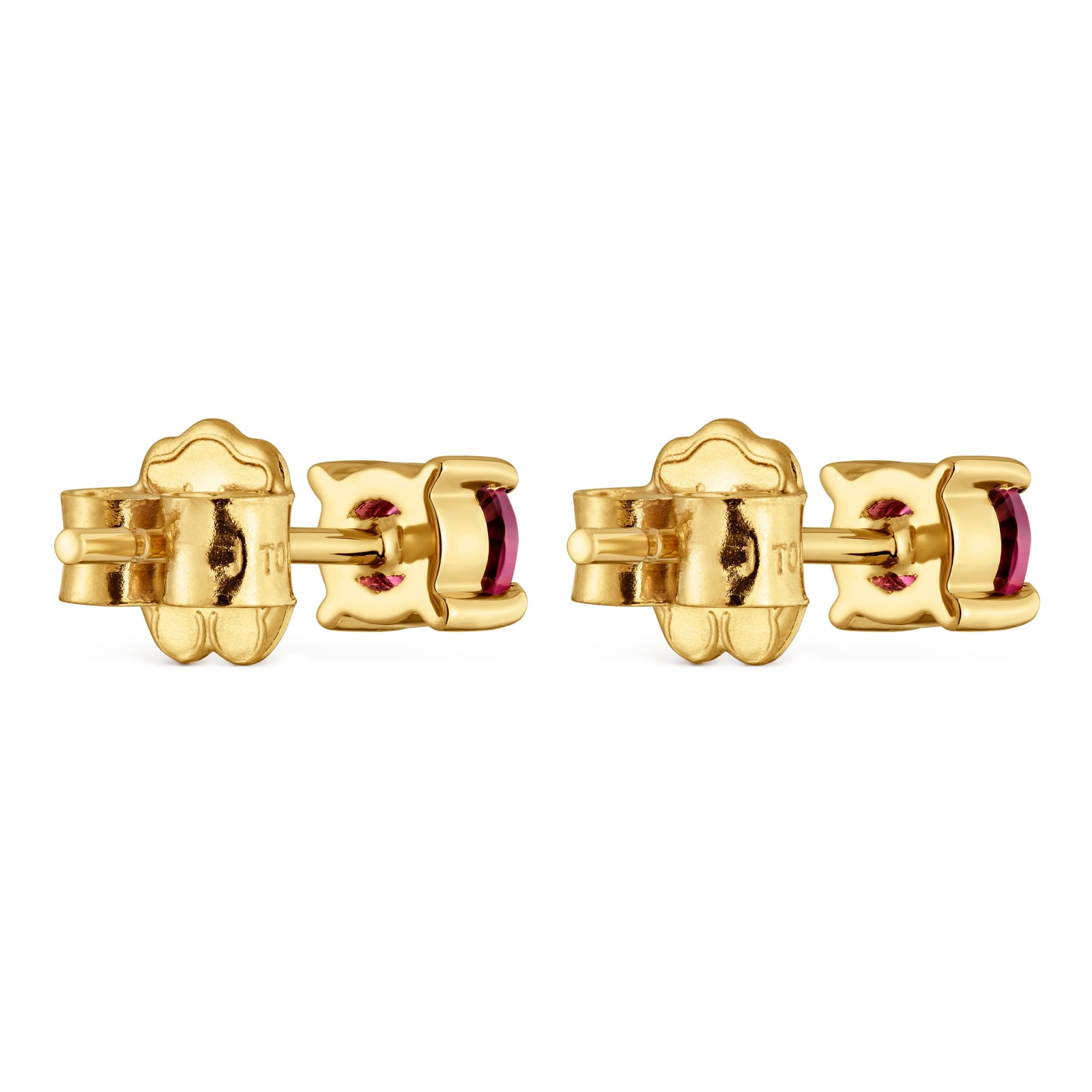ARETES DE ORO 9 KT Y RODOLITAS TOUS BUCLE - 3