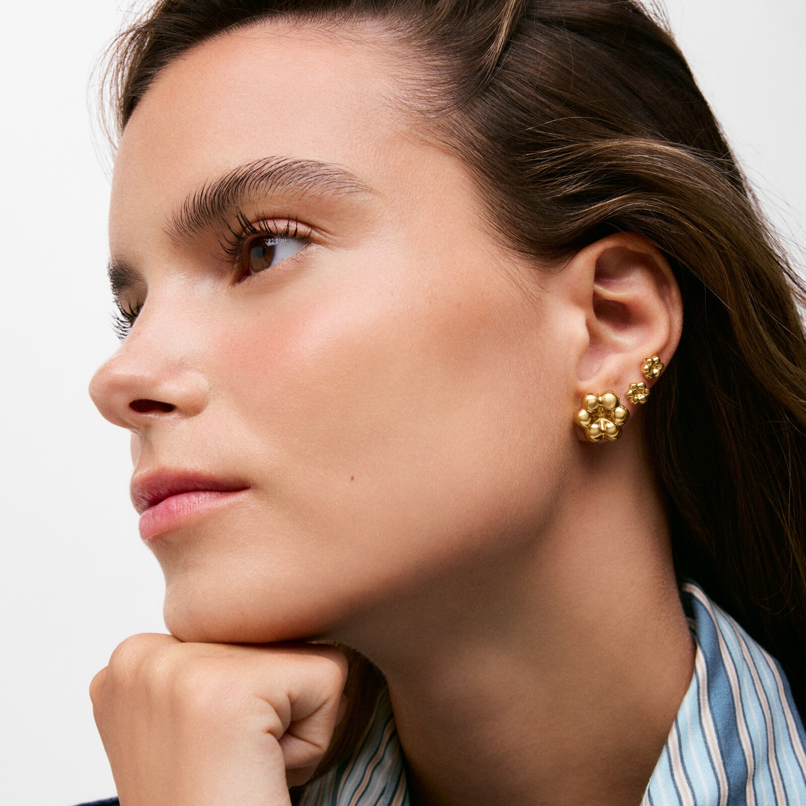 ARETES FLOR CON BAÑO DE ORO 18 KT SOBRE PLATA TOUS 15 MM BOLD MOTIF - 5