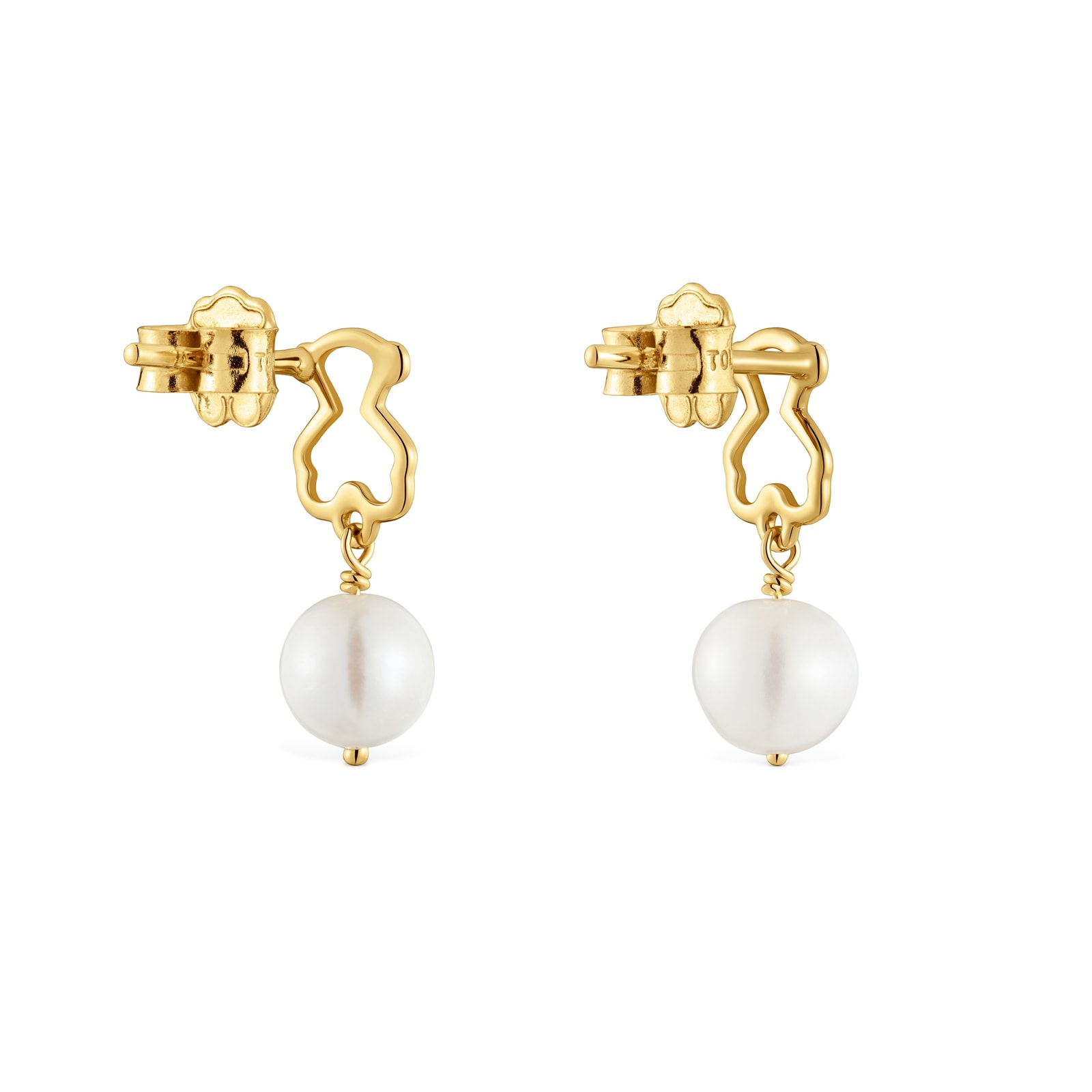 ARETES OSO DE ORO 9 KT Y PERLAS CULTIVADAS TOUS SILUETA - 2