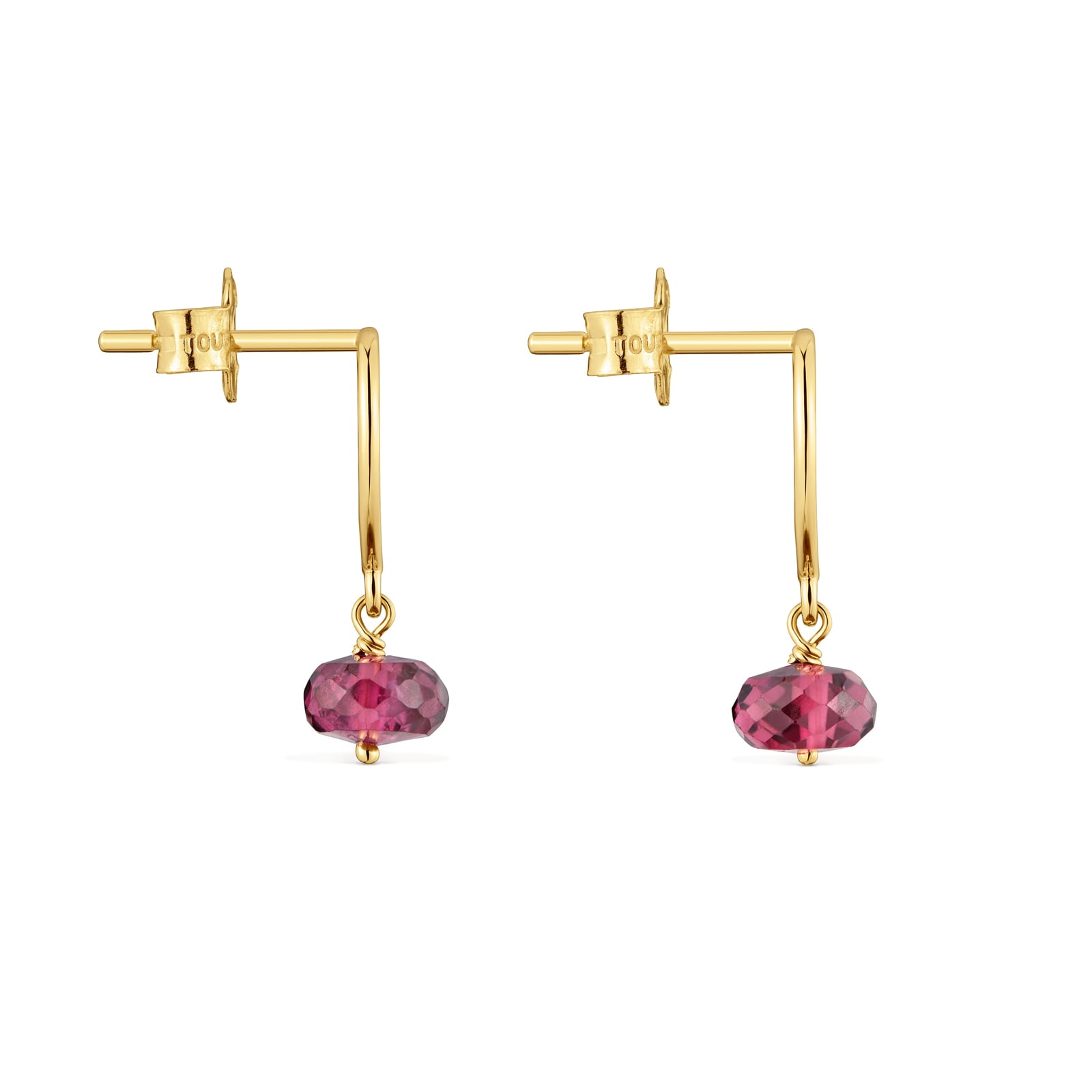 ARETES CORAZÓN DE ORO 9 KT Y RODOLITA TOUS SILUETA - 3