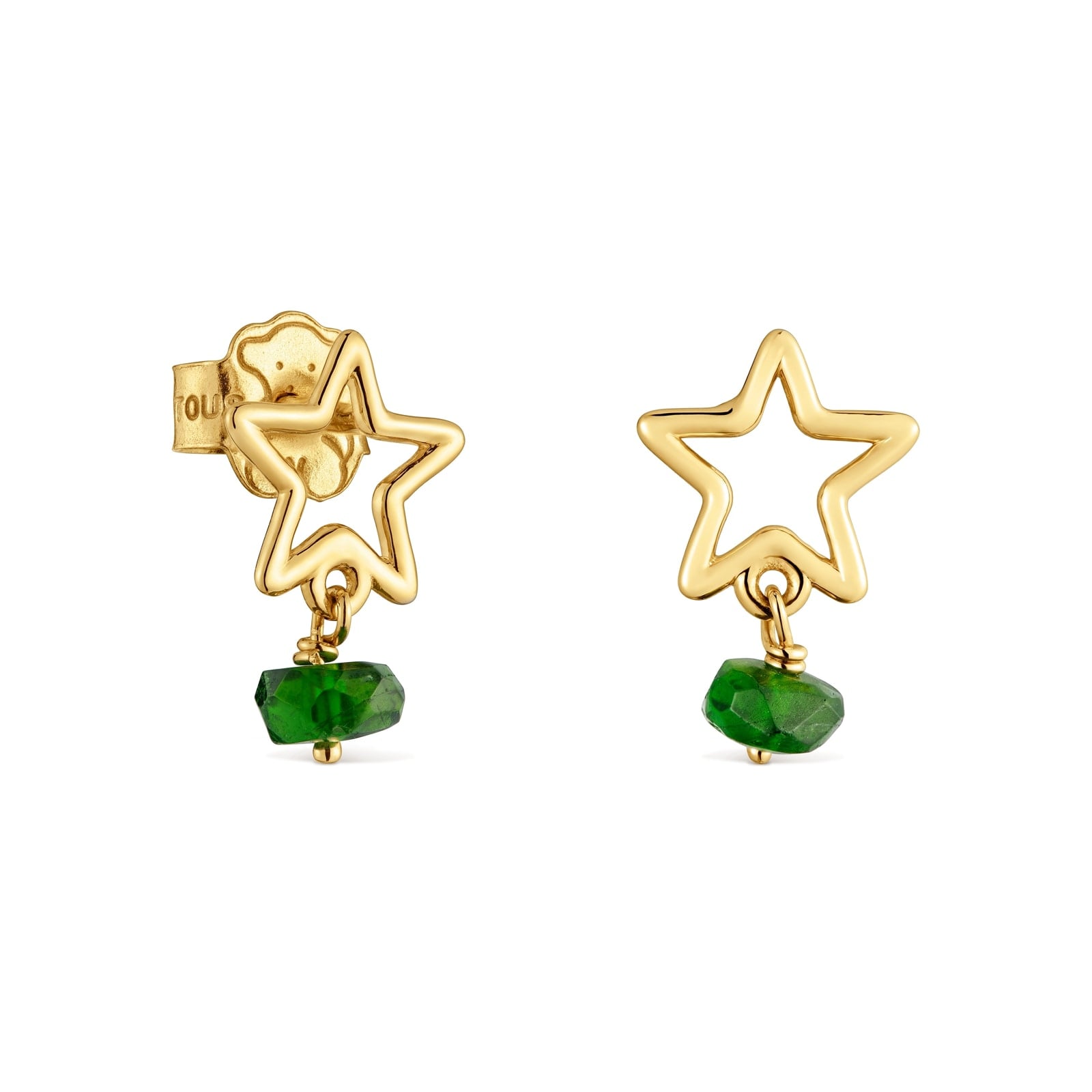 ARETES ESTRELLA DE ORO 9 KT Y CROMODIÓPSIDO TOUS SILUETA - 1