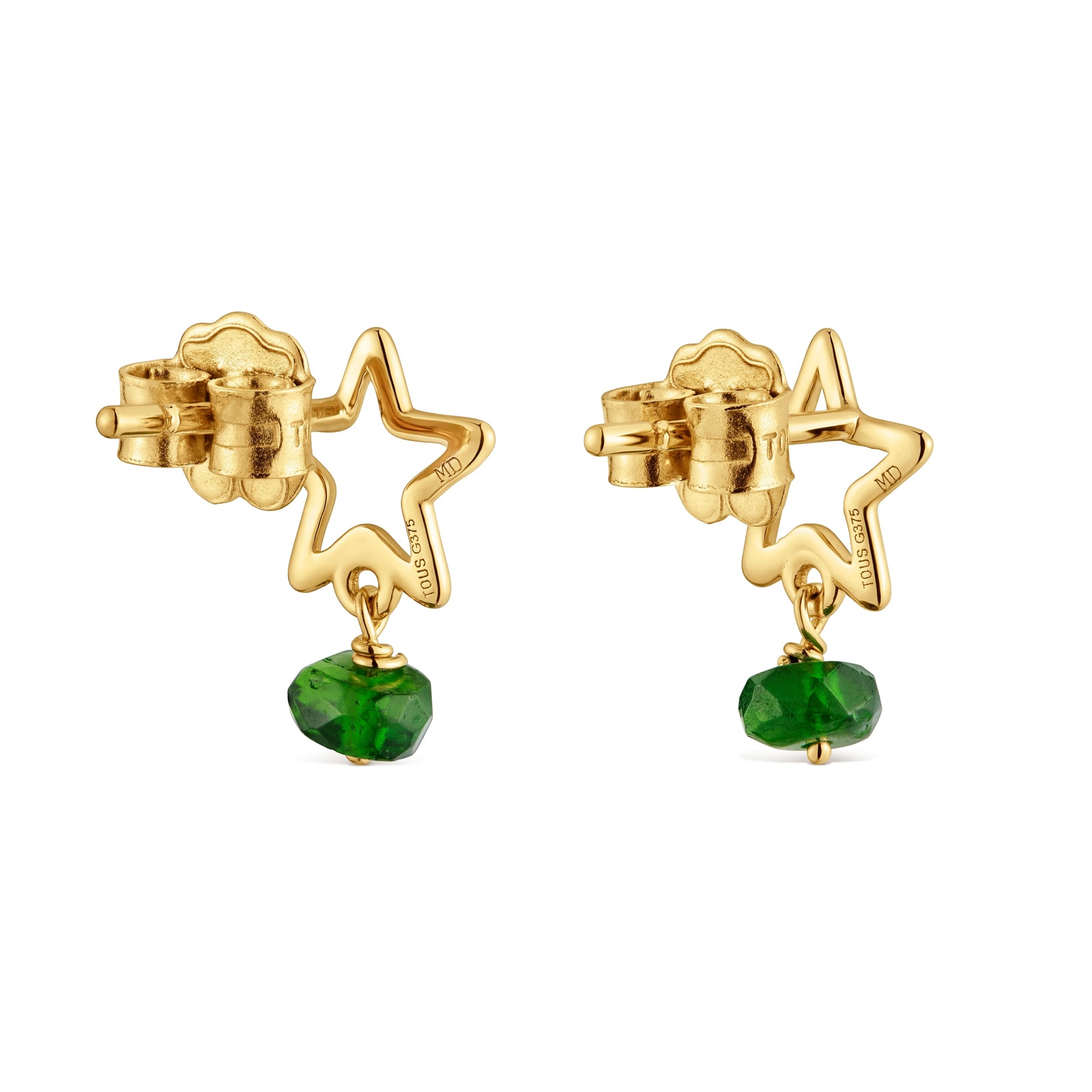 ARETES ESTRELLA DE ORO 9 KT Y CROMODIÓPSIDO TOUS SILUETA - 3