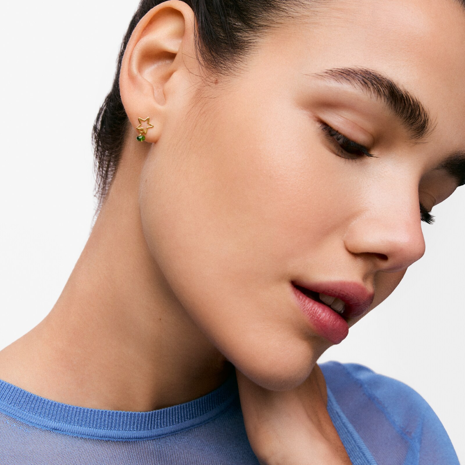 ARETES ESTRELLA DE ORO 9 KT Y CROMODIÓPSIDO TOUS SILUETA - 5