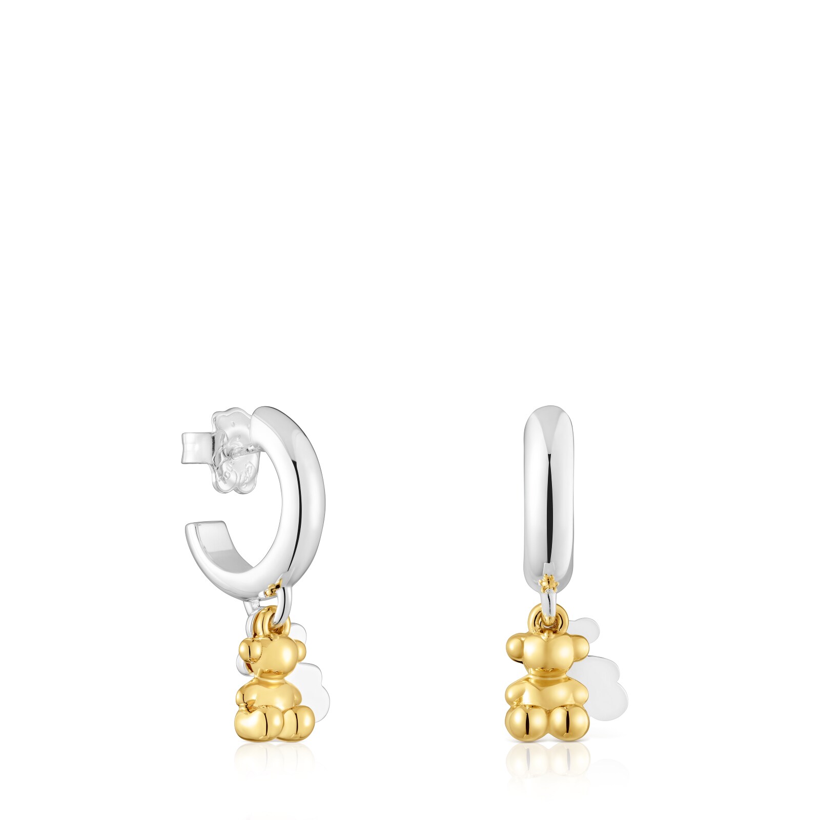 ARETES DE ARO BICOLOR CON DOBLE OSO BOLD BEAR - 1