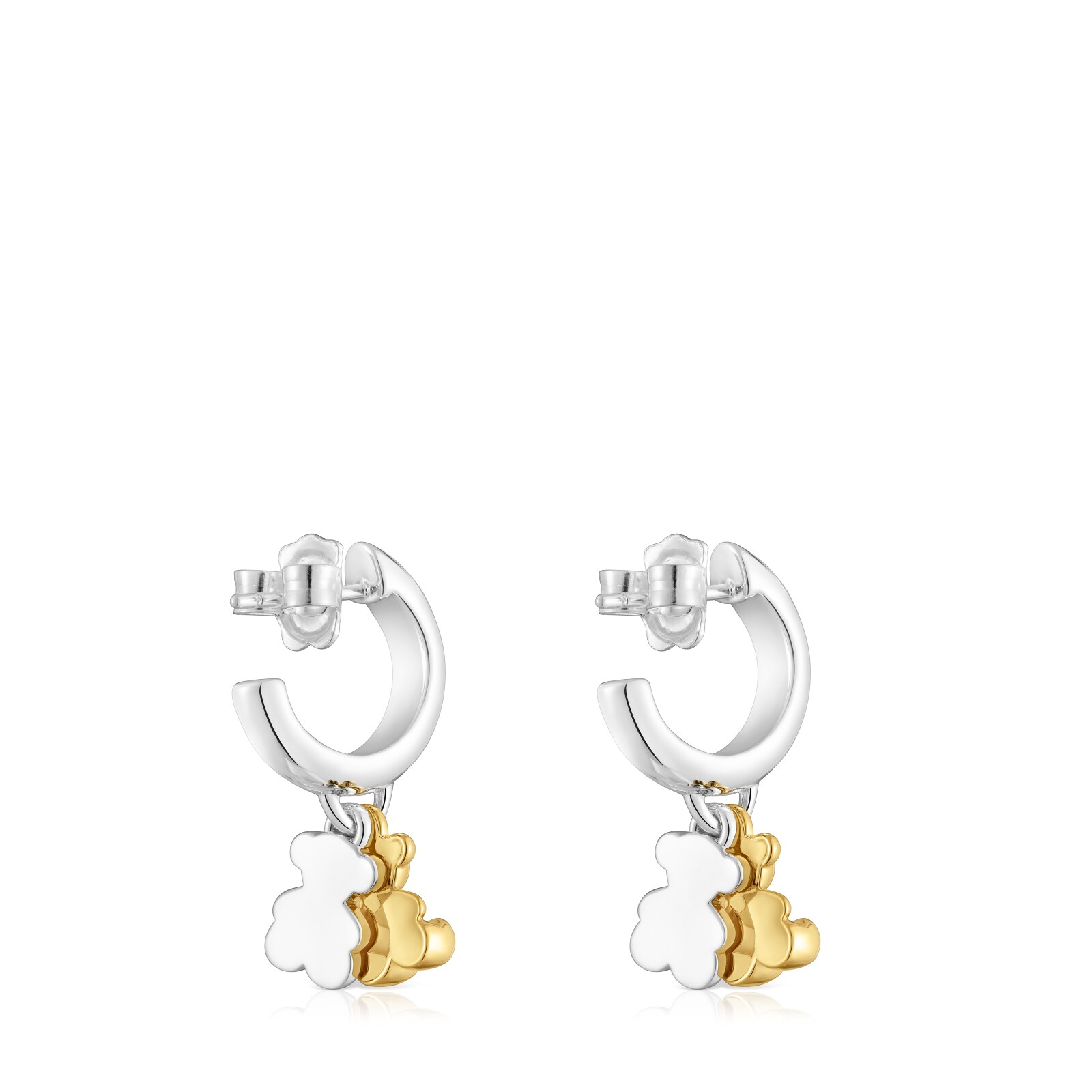 ARETES DE ARO BICOLOR CON DOBLE OSO BOLD BEAR - 3