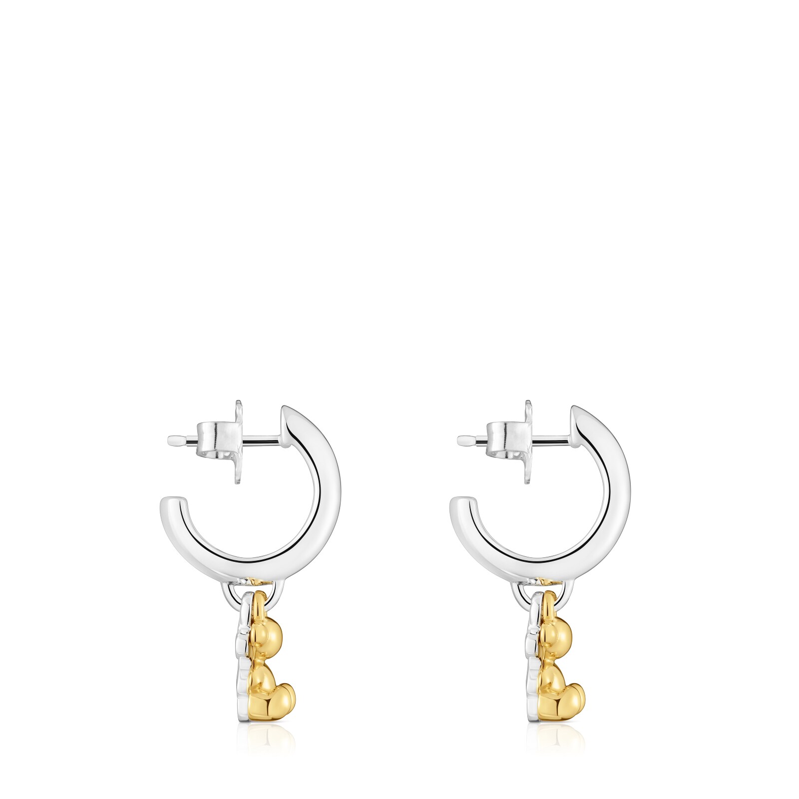 ARETES DE ARO BICOLOR CON DOBLE OSO BOLD BEAR - 4