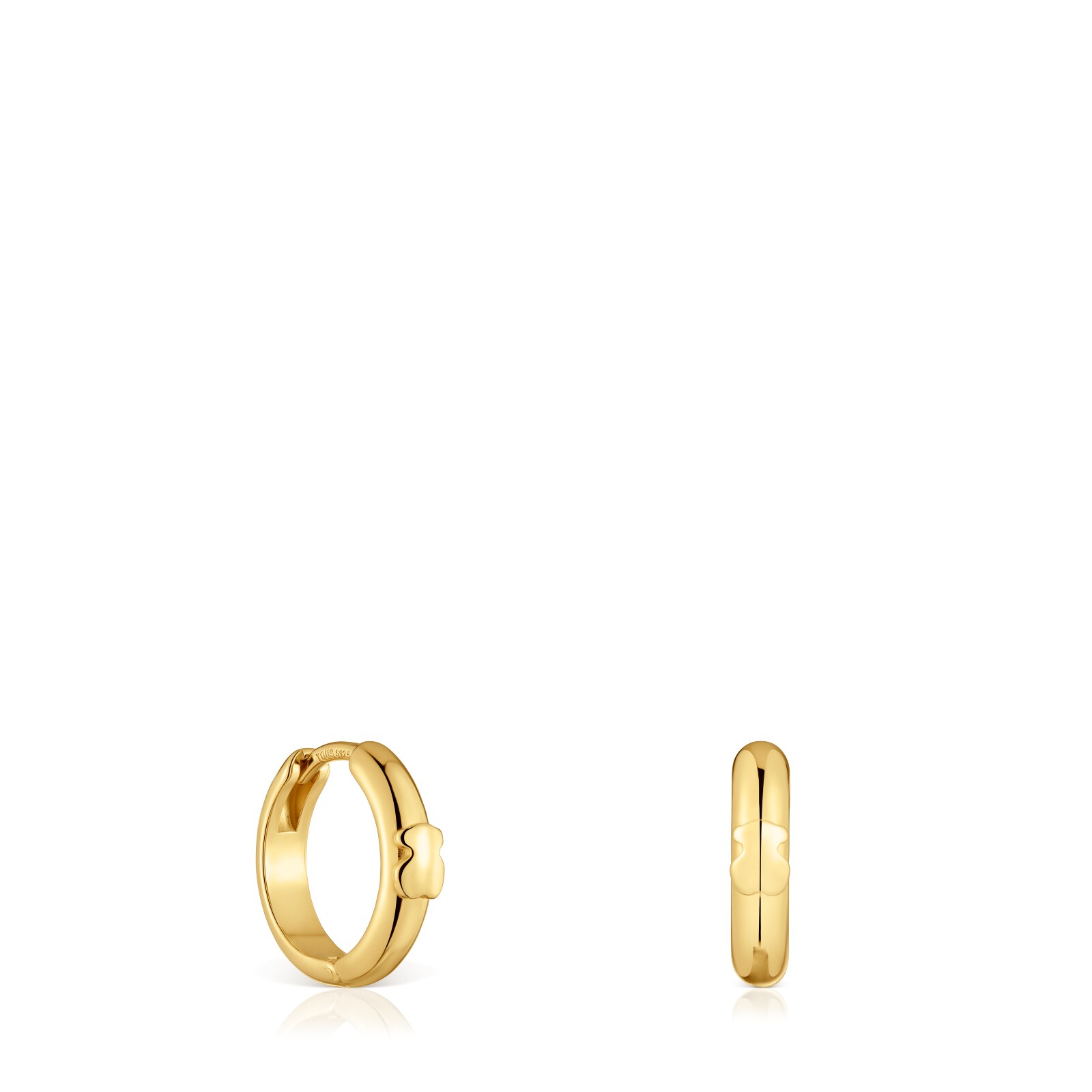 ARETES ARO CON OSO Y BAÑO DE ORO DE 18 KT SOBRE PLATA 12 MM TOUS BASICS - 1