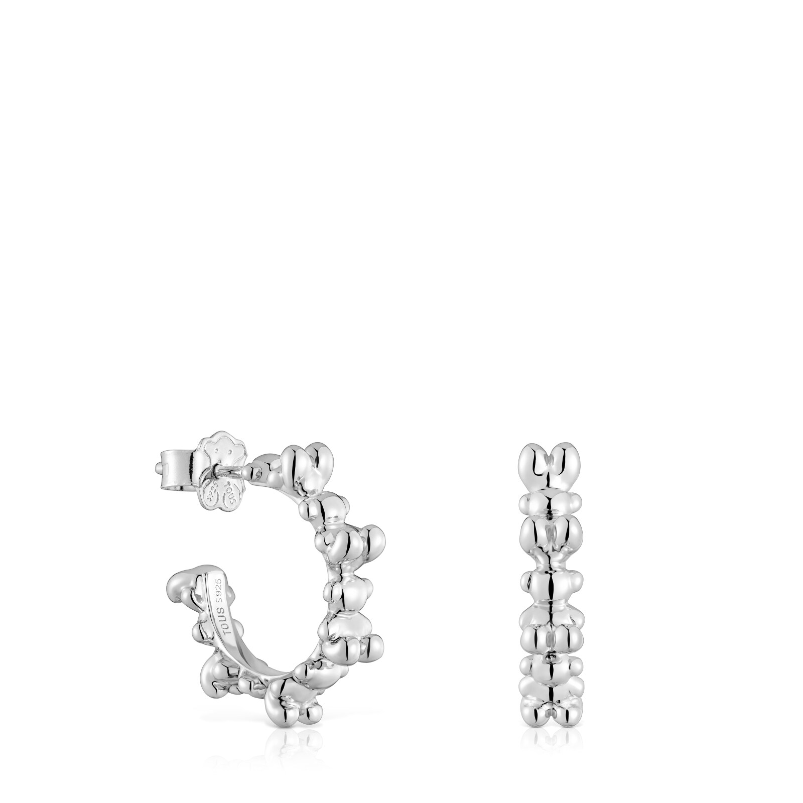 ARETES DE ARO DE PLATA 12 MM BOLD BEAR - 1