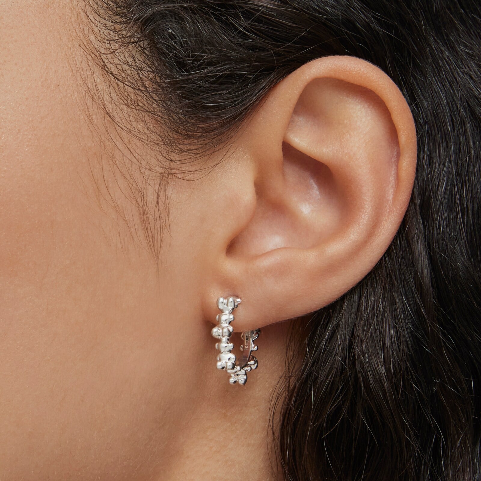 ARETES DE ARO DE PLATA 12 MM BOLD BEAR - 4