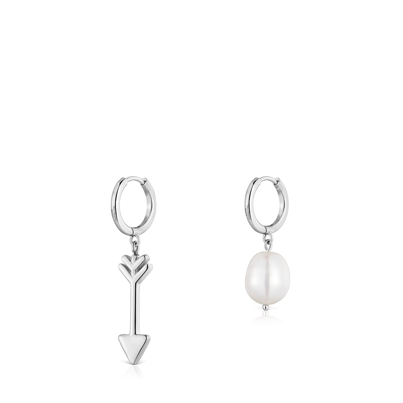 ARETES DE ARO DE ACERO, PERLA CULTIVADA Y MOTIVO FLECHA TOUS CHARMING - 1