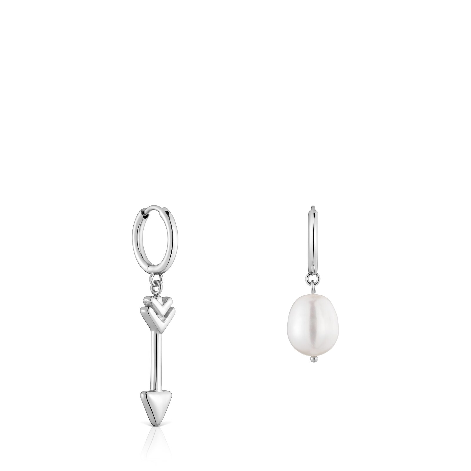ARETES DE ARO DE ACERO, PERLA CULTIVADA Y MOTIVO FLECHA TOUS CHARMING - 2