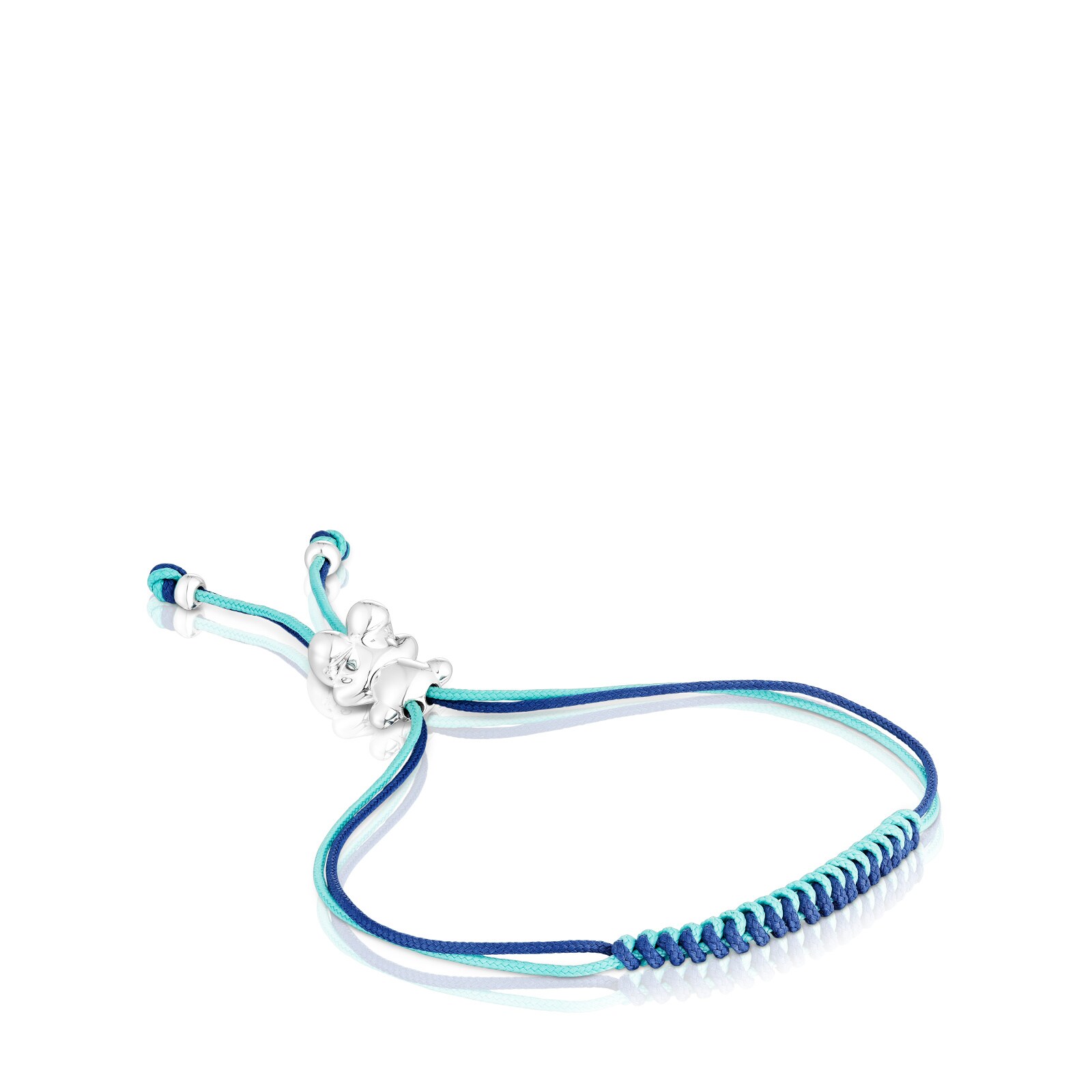 PULSERA DE CORDÓN TURQUESA Y AZUL TOUS CON OSO DE PLATA BOLD BEAR - 1