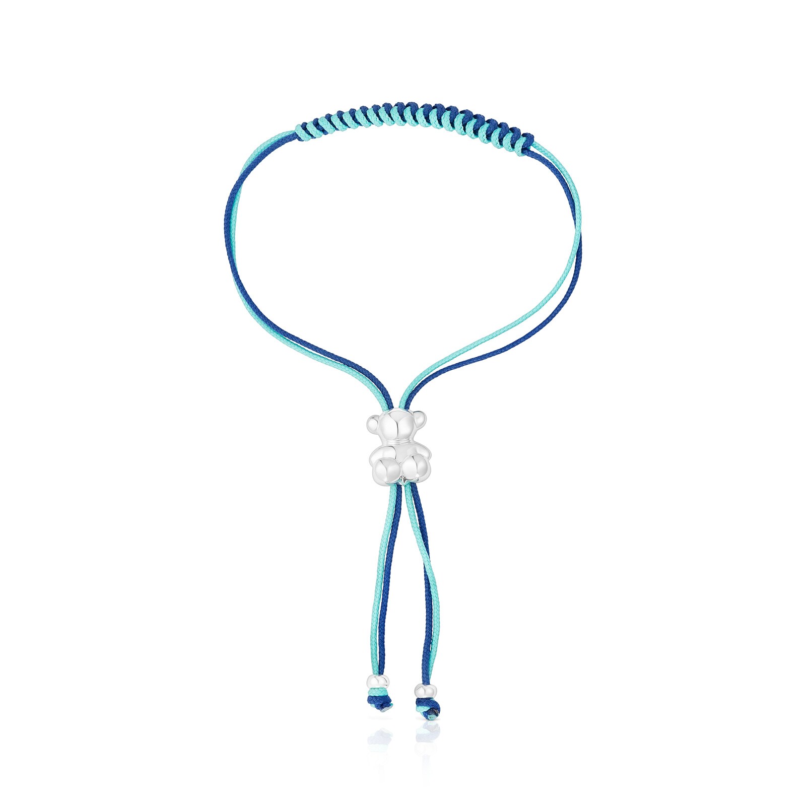 PULSERA DE CORDÓN TURQUESA Y AZUL TOUS CON OSO DE PLATA BOLD BEAR - 2