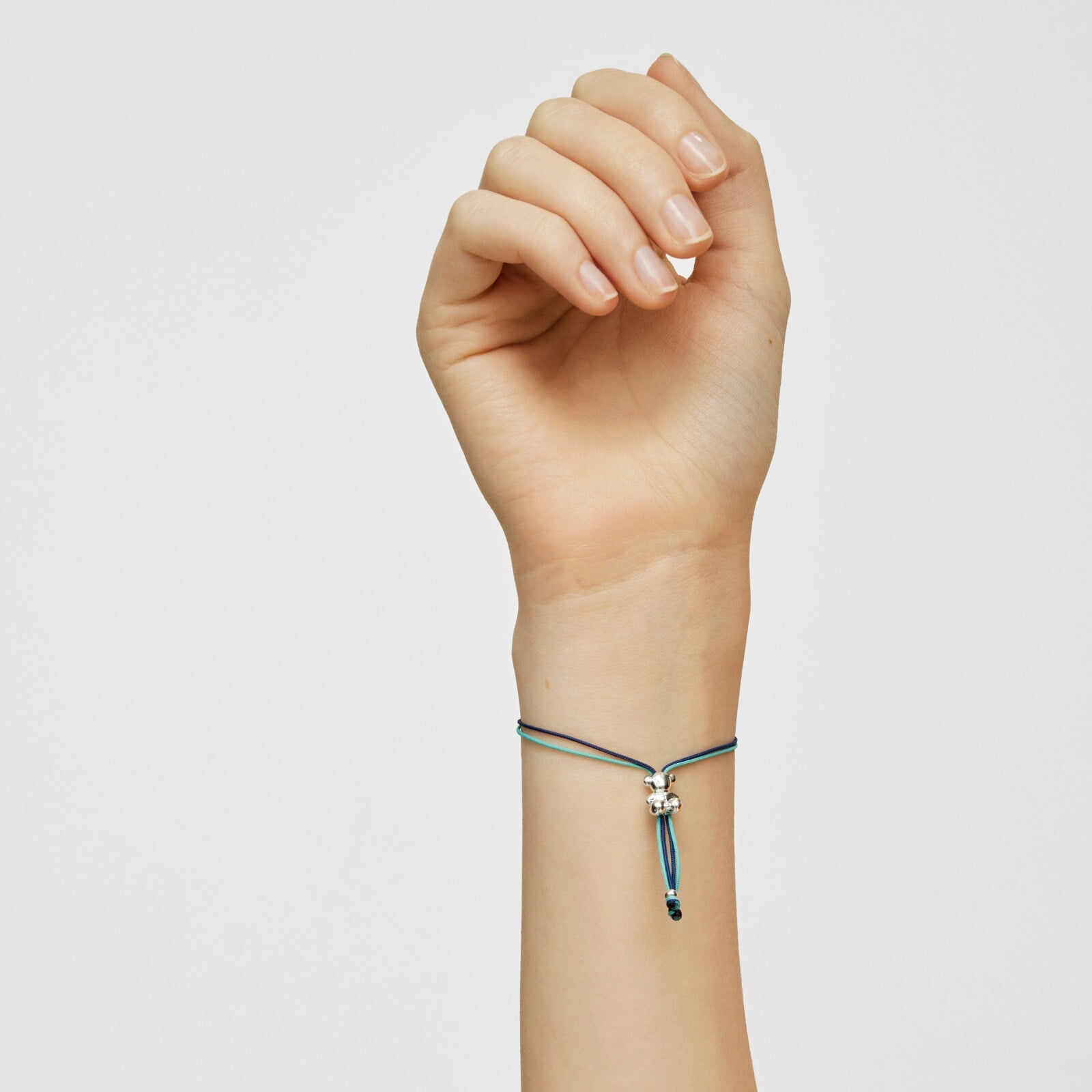 PULSERA DE CORDÓN TURQUESA Y AZUL TOUS CON OSO DE PLATA BOLD BEAR - 4