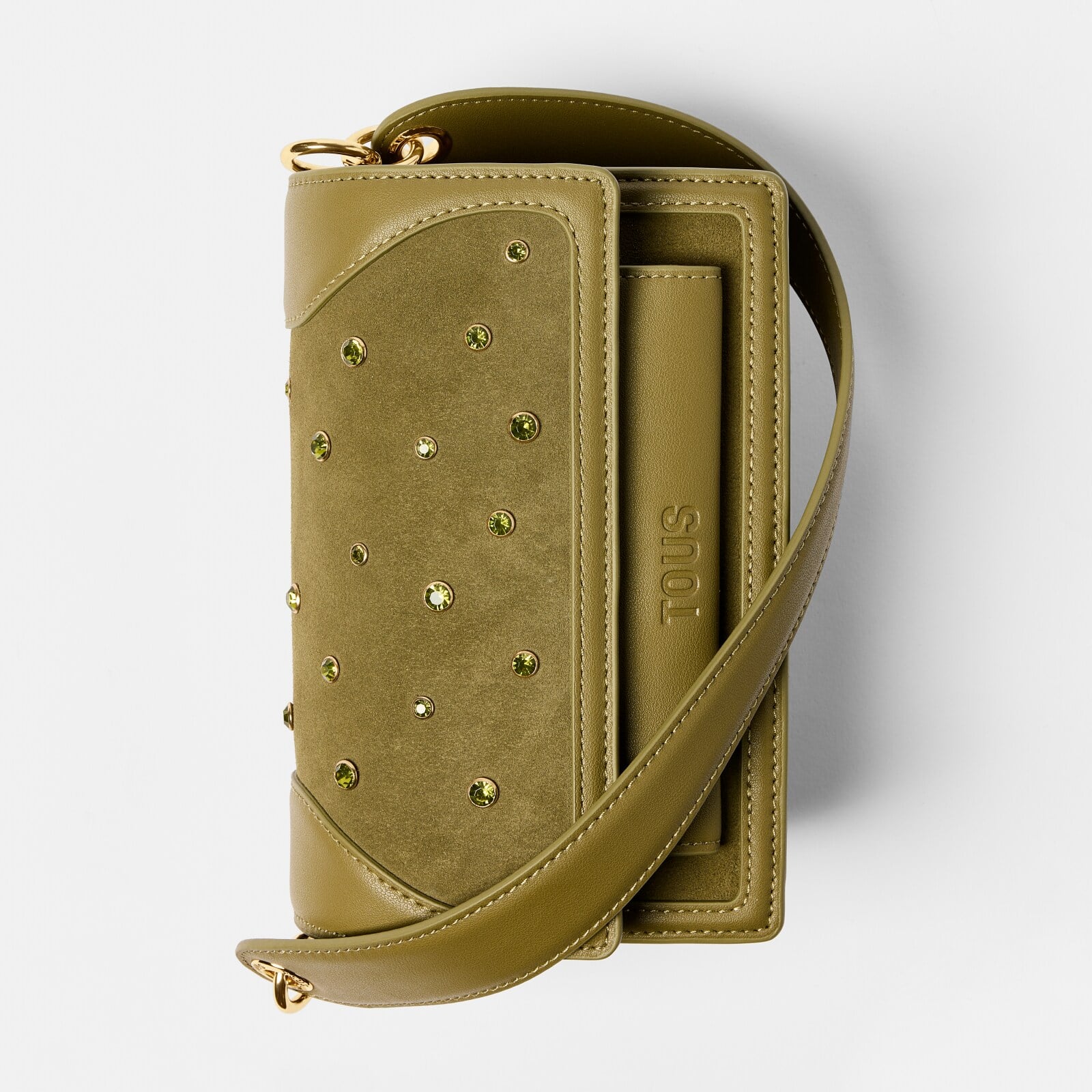 BANDOLERA PEQUEÑA VERDE OLIVA TOUS AUDREE STRASS - 3
