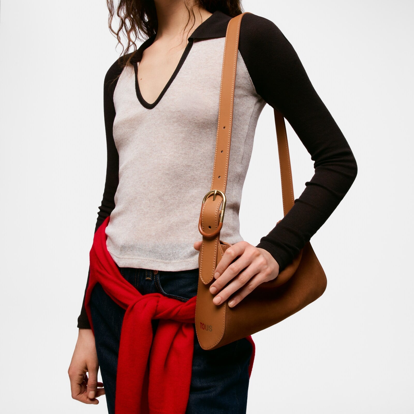 BANDOLERA DE PIEL PEQUEÑA CAMEL TOUS ARLETTE - 6