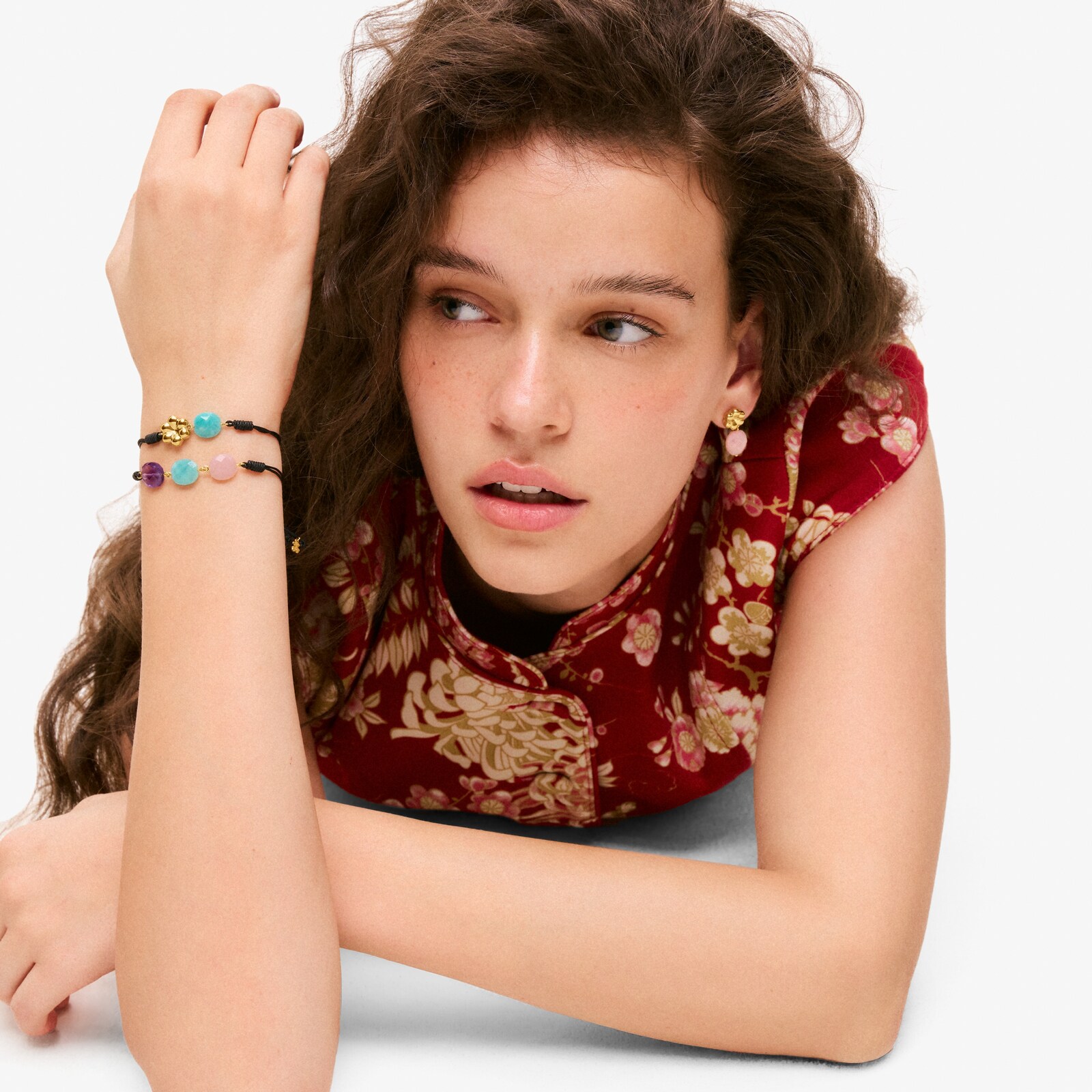 PULSERA DE NYLON CON BAÑO DE ORO 18 KT Y AMAZONITA TOUS BOLD MOTIF - 5