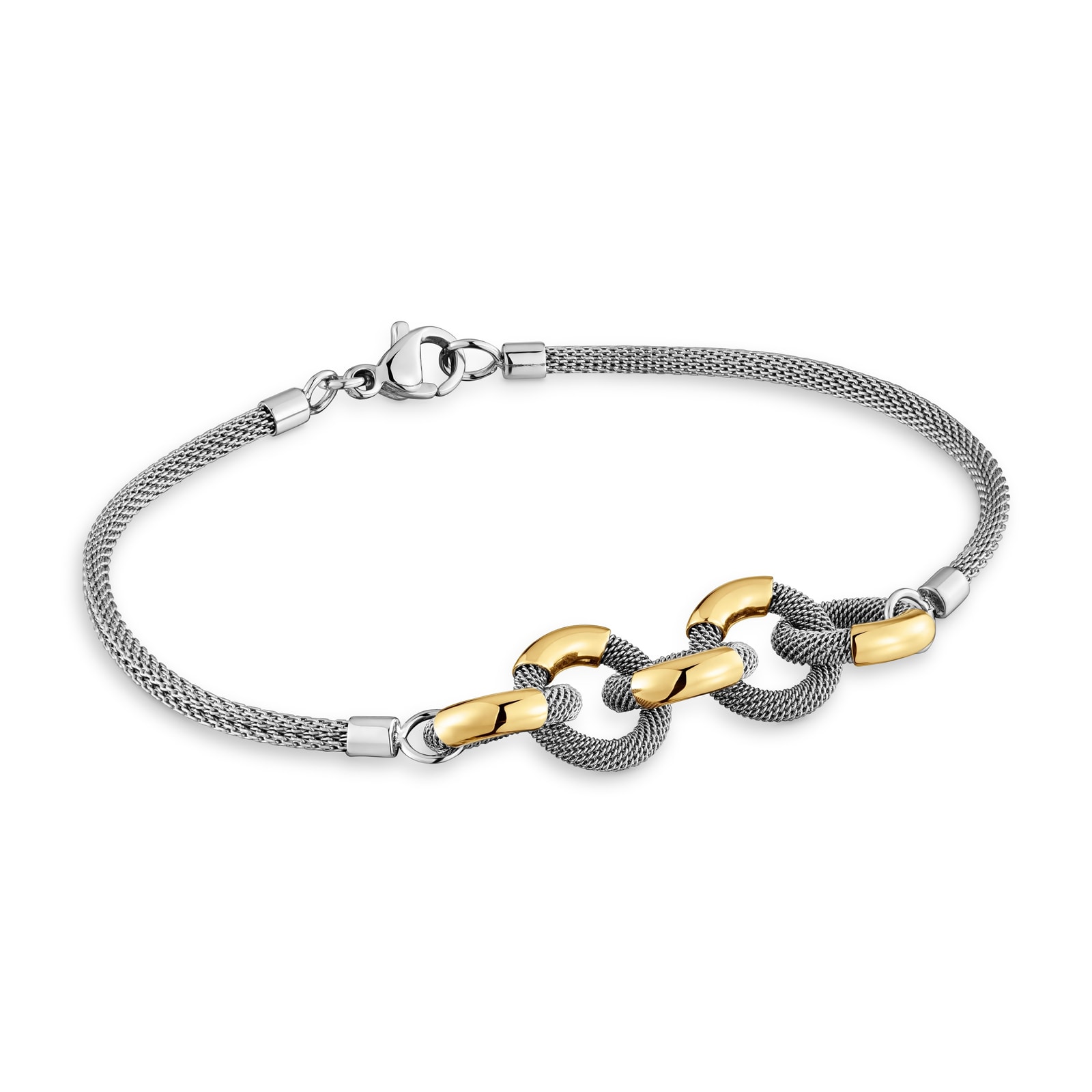 PULSERA DE ACERO Y ORO 14 KT TOUS UNLOCK - 1