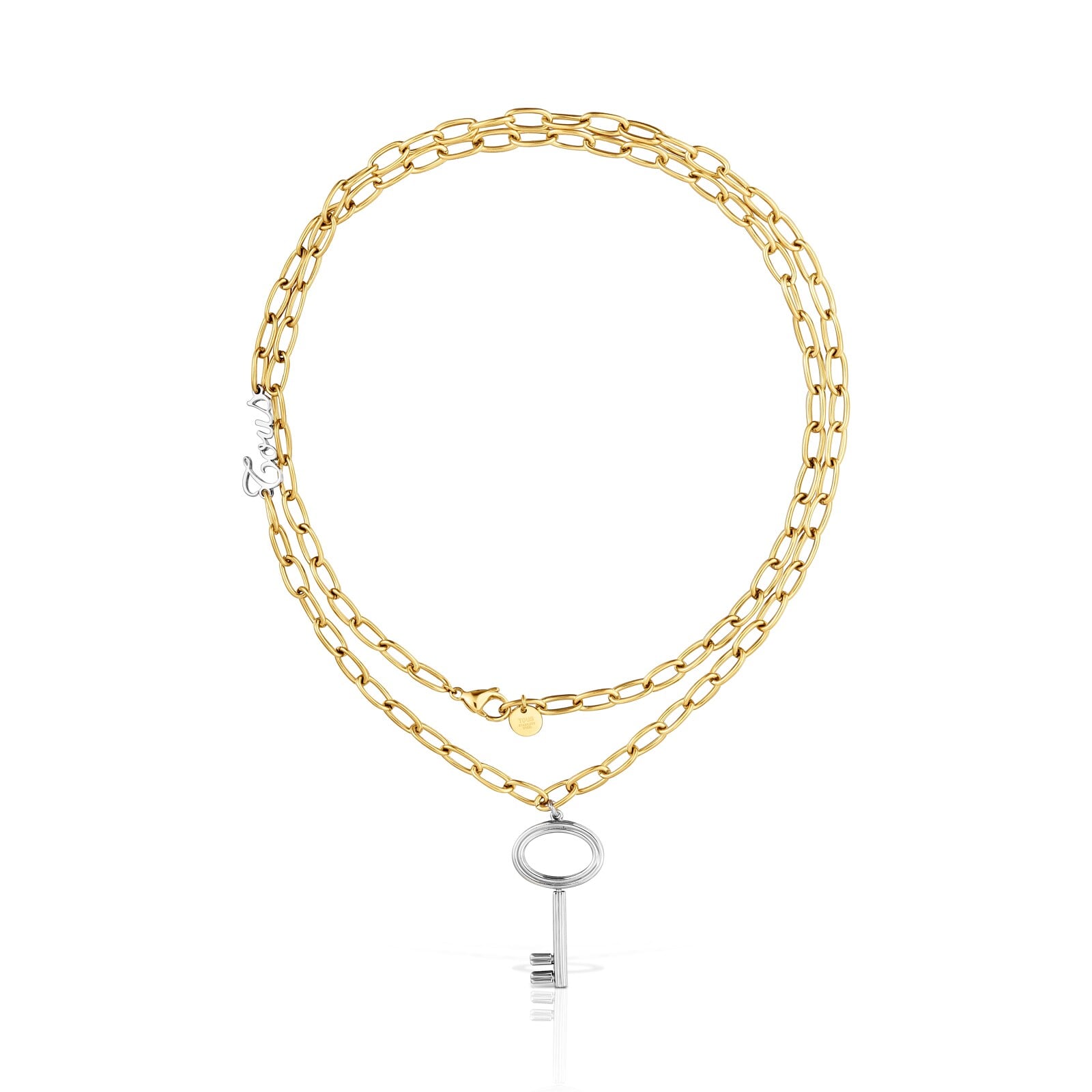 COLLAR LARGO CADENA DE ACERO BICOLOR Y MOTIVO LLAVE TOUS CHARMING - 1