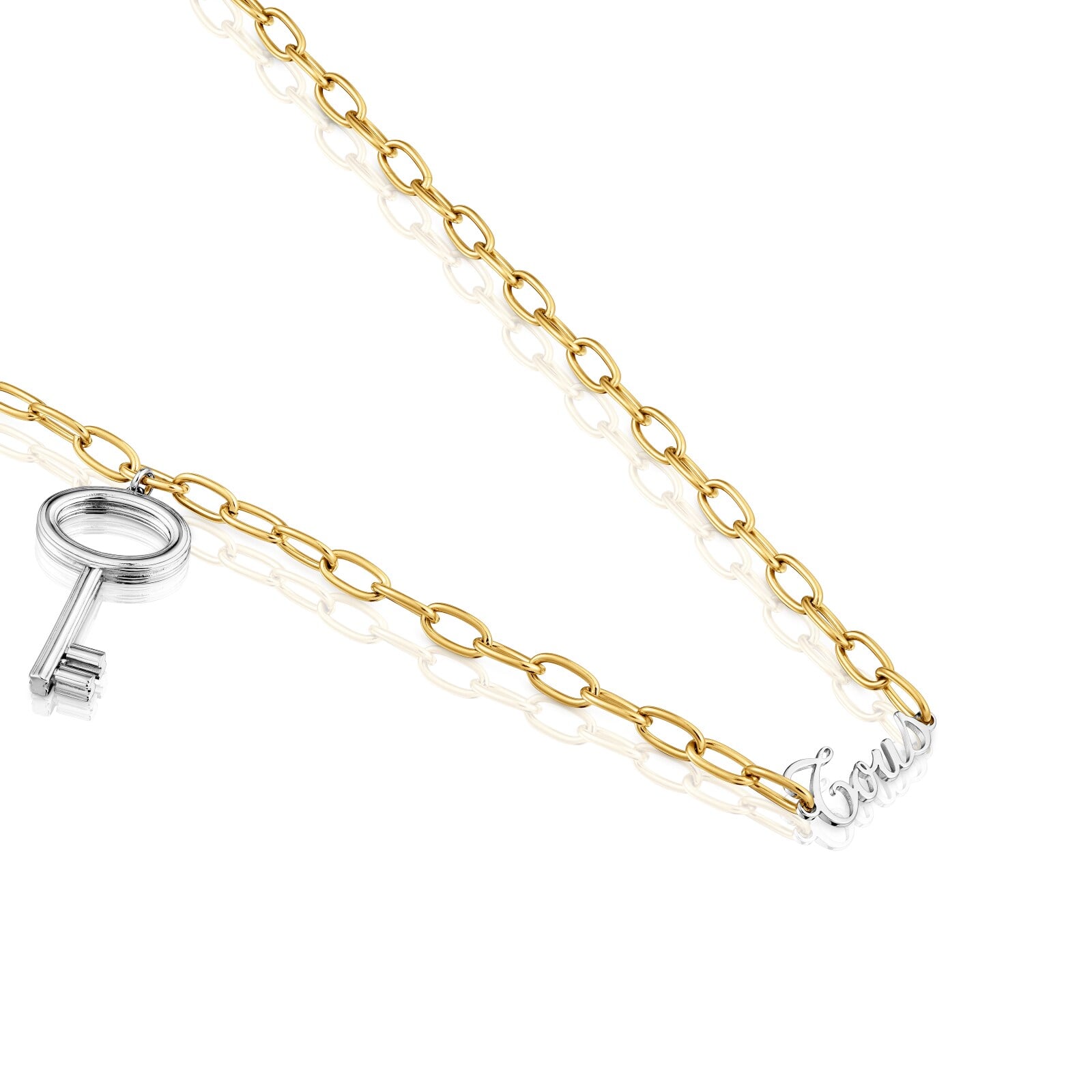 COLLAR LARGO CADENA DE ACERO BICOLOR Y MOTIVO LLAVE TOUS CHARMING - 3