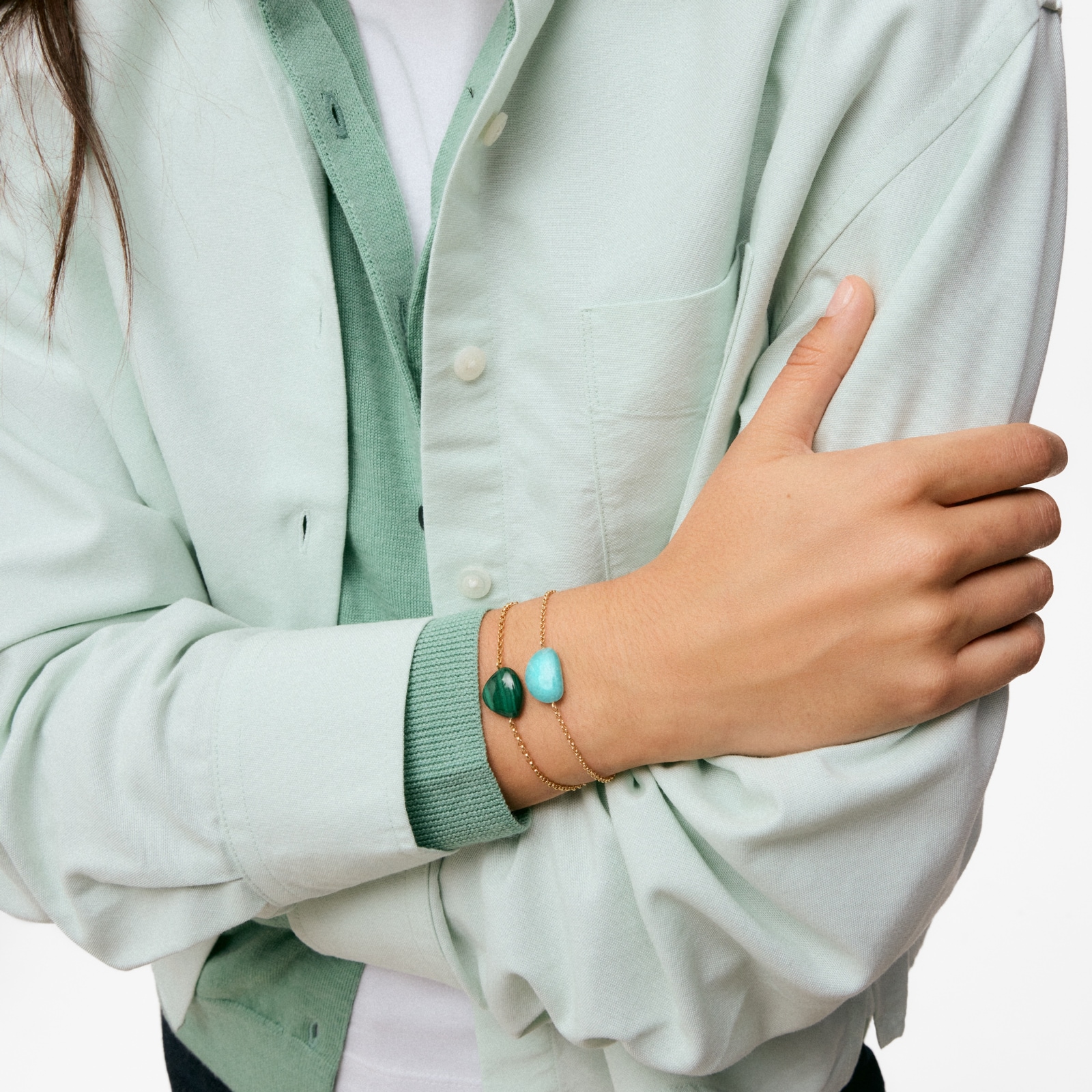 PULSERA CON BAÑO DE ORO 18 KT SOBRE PLATA Y MALAQUITA TOUS COLOR DOTS - 4