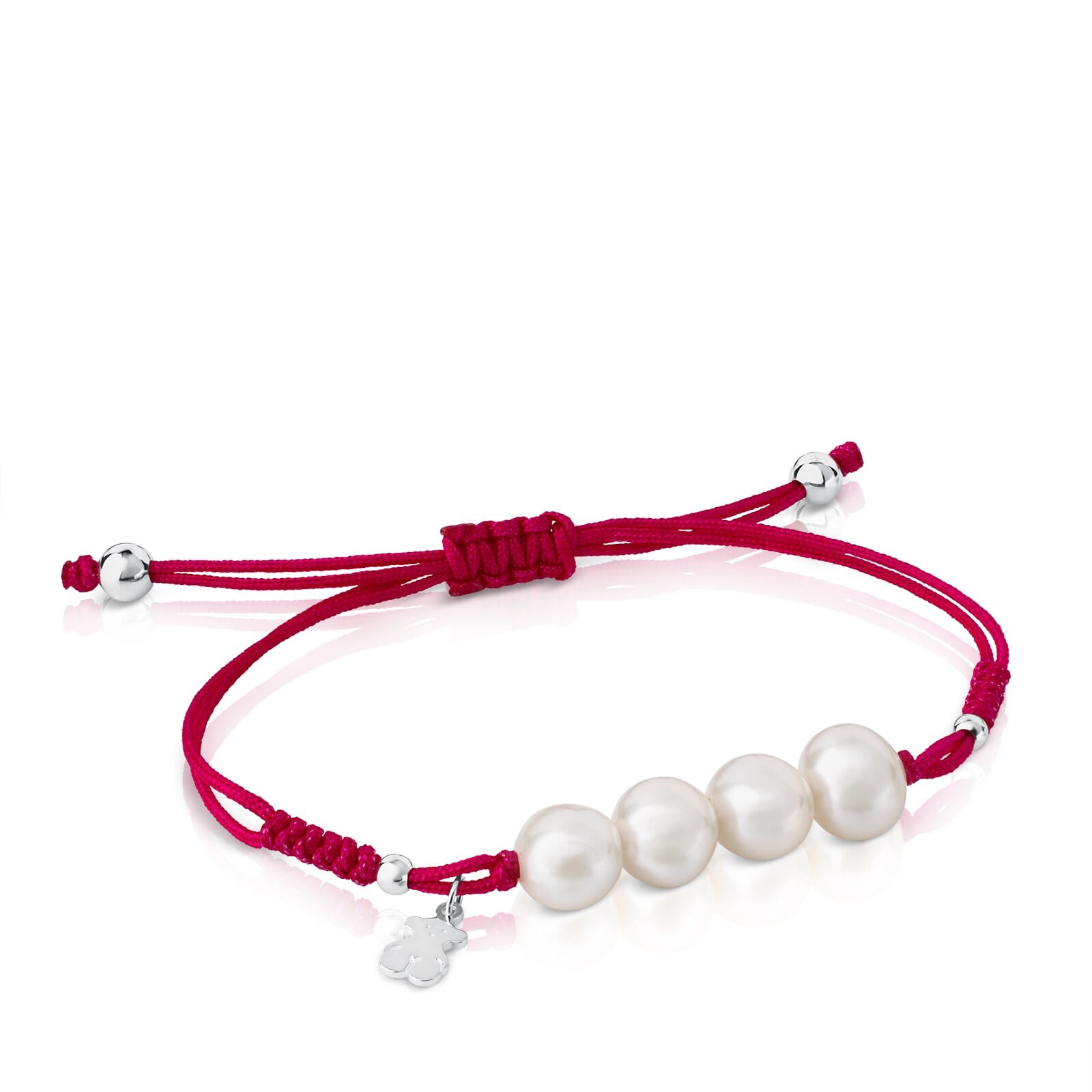 PULSERA DE PLATA, PERLAS Y NYLON FUCSIA TOUS BASICS - 1