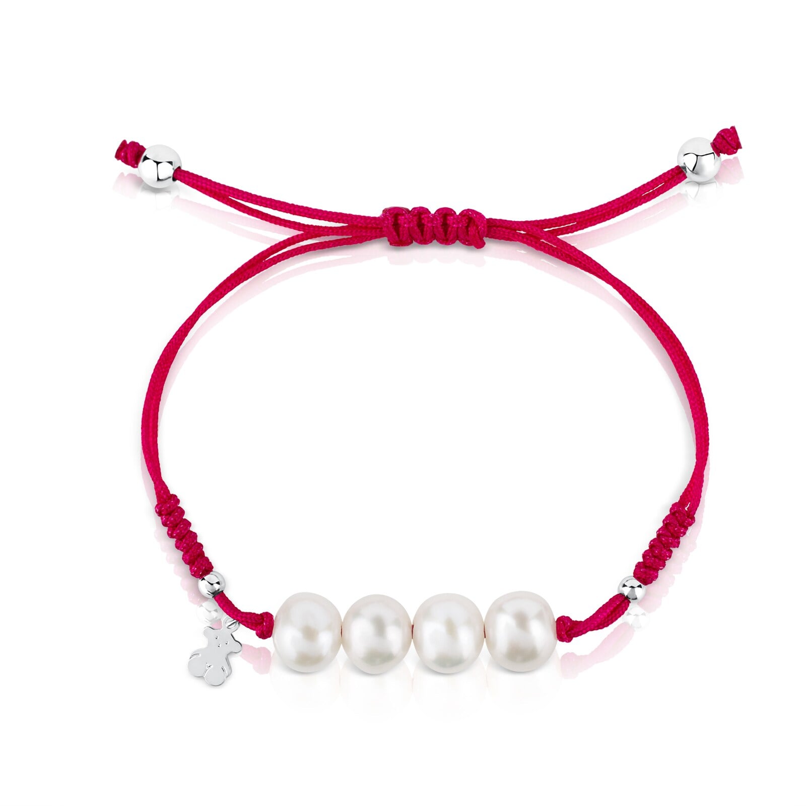 PULSERA DE PLATA, PERLAS Y NYLON FUCSIA TOUS BASICS - 2
