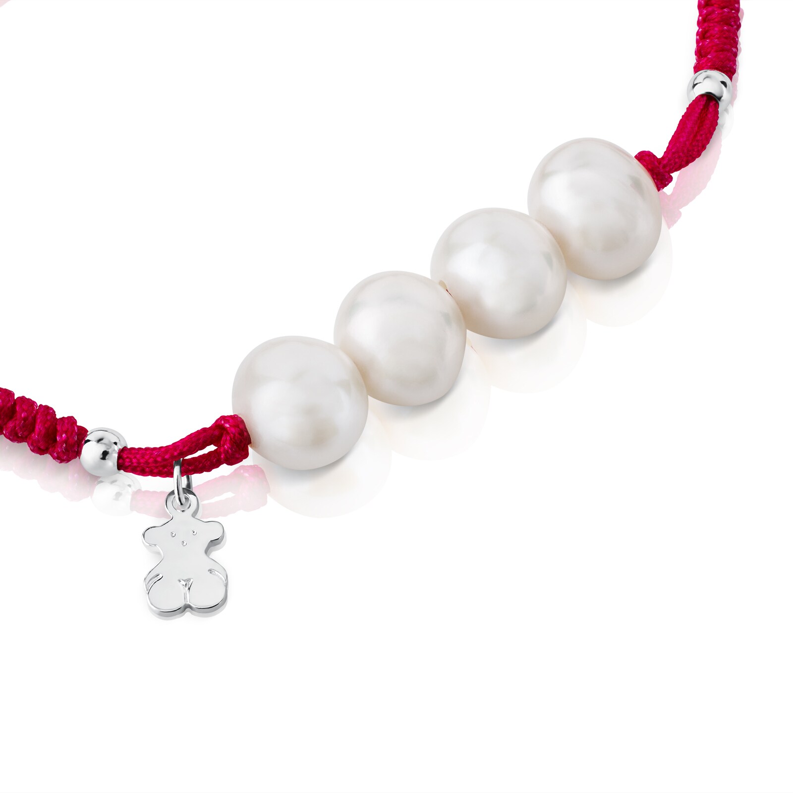 PULSERA DE PLATA, PERLAS Y NYLON FUCSIA TOUS BASICS - 3