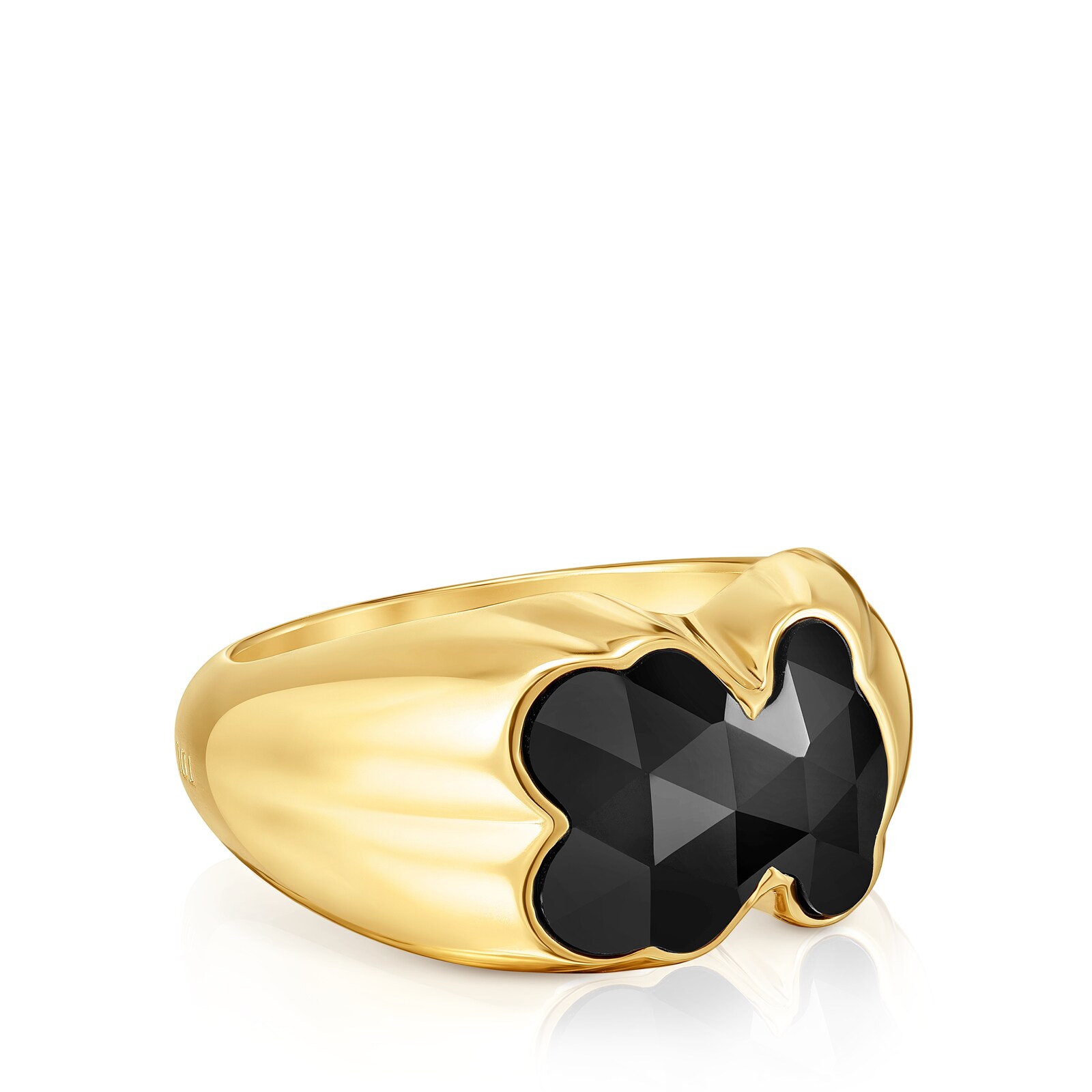 ANILLO MEDIANO CON BAÑO DE ORO 18 KT TOUS Y MOTIVO OSO EN ÓNIX ICON COLOR - 2
