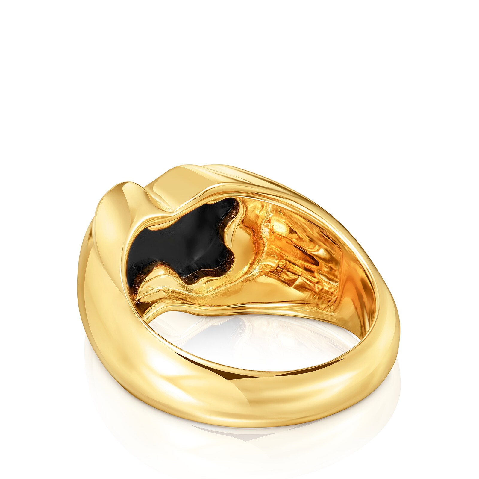 ANILLO MEDIANO CON BAÑO DE ORO 18 KT TOUS Y MOTIVO OSO EN ÓNIX ICON COLOR - 3