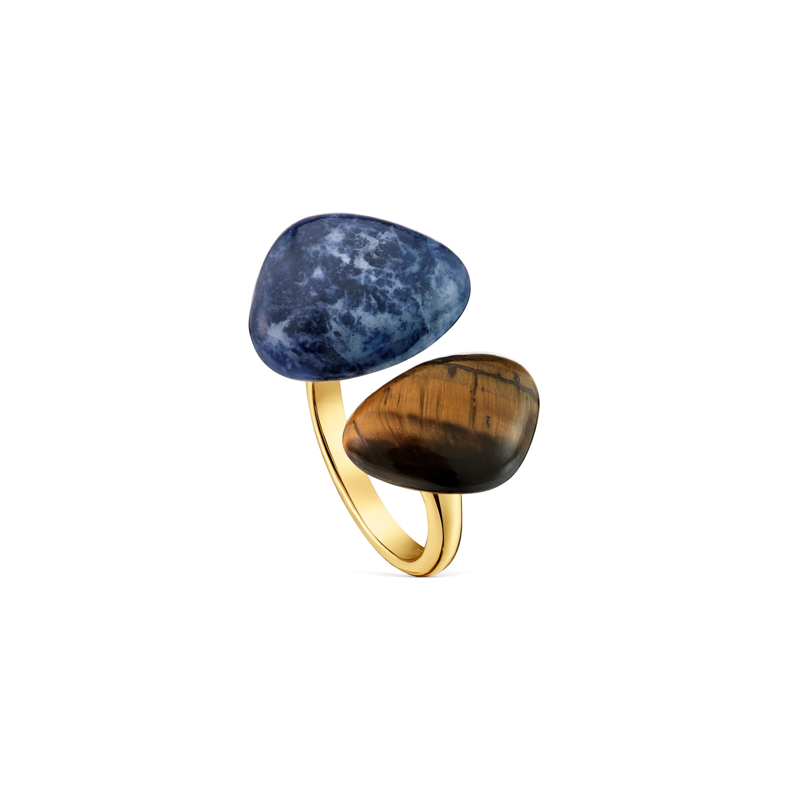 ANILLO CON BAÑO DE ORO 18 KT SOBRE PLATA, SODALITA Y OJO DE TIGRE TOUS COLOR DOTS - 1