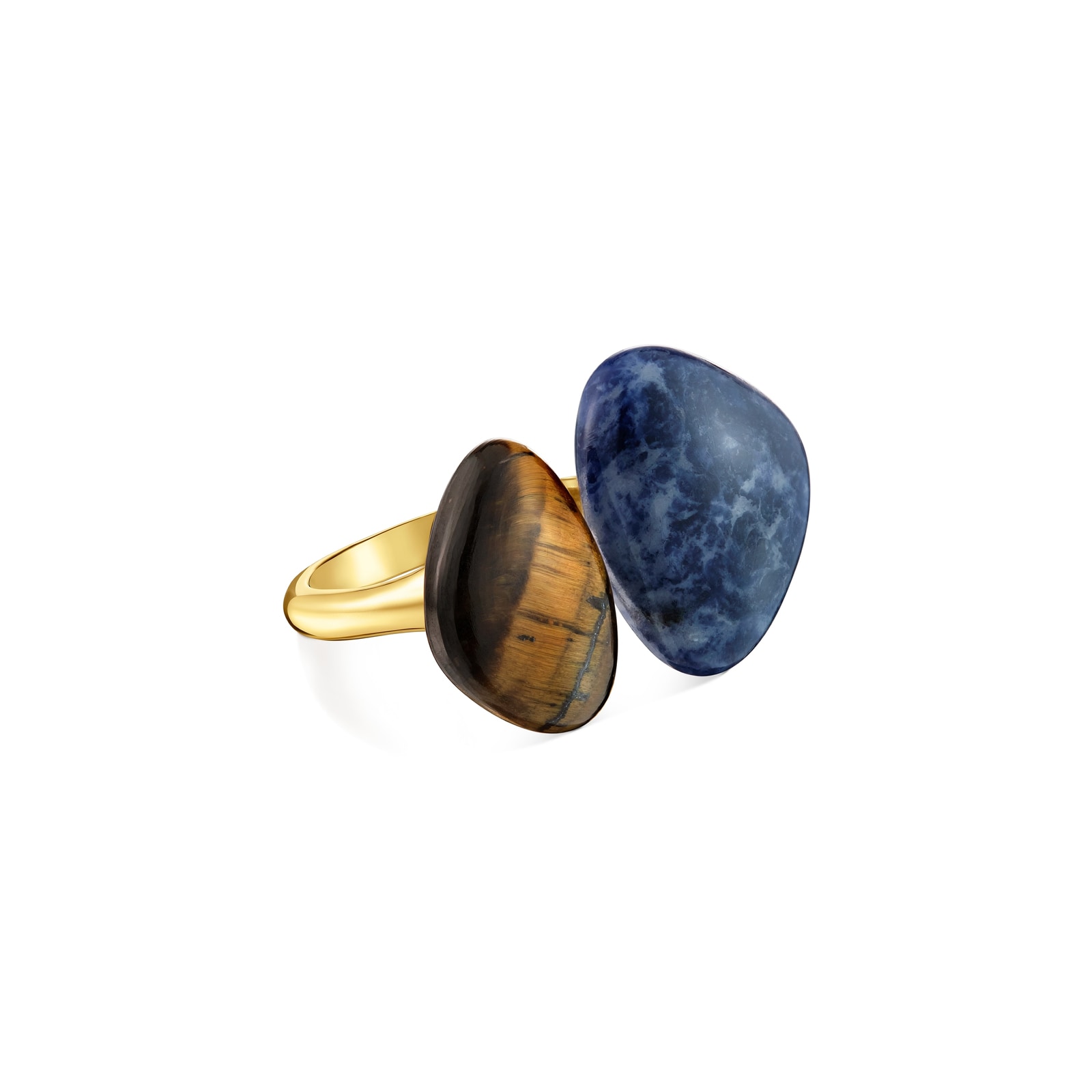 ANILLO CON BAÑO DE ORO 18 KT SOBRE PLATA, SODALITA Y OJO DE TIGRE TOUS COLOR DOTS - 2