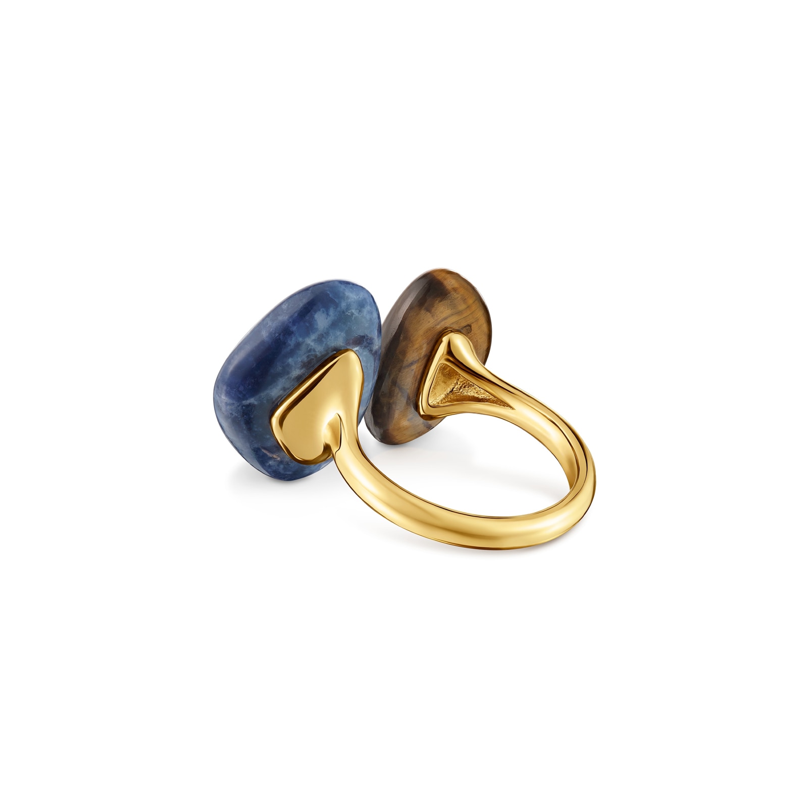 ANILLO CON BAÑO DE ORO 18 KT SOBRE PLATA, SODALITA Y OJO DE TIGRE TOUS COLOR DOTS - 3