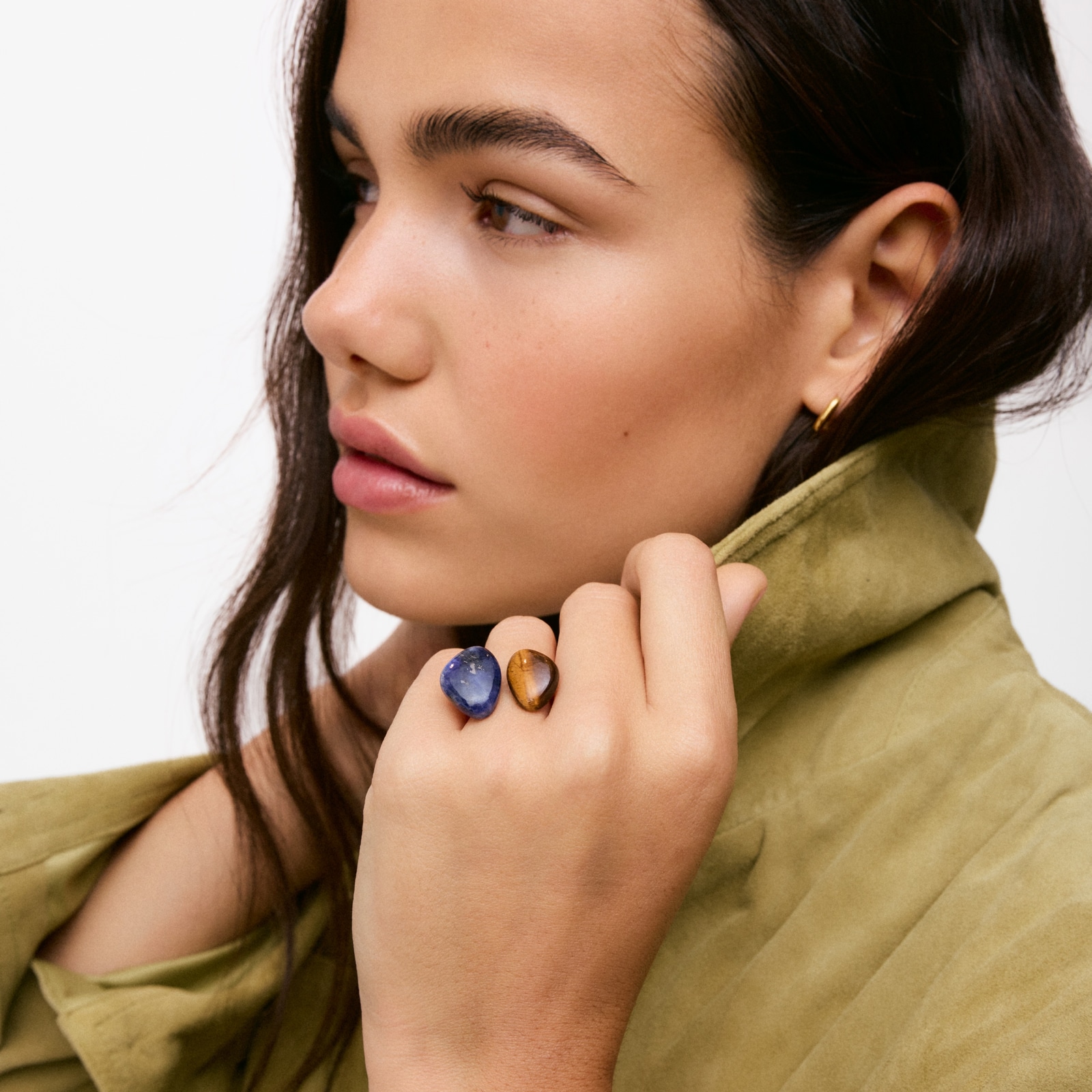 ANILLO CON BAÑO DE ORO 18 KT SOBRE PLATA, SODALITA Y OJO DE TIGRE TOUS COLOR DOTS - 5