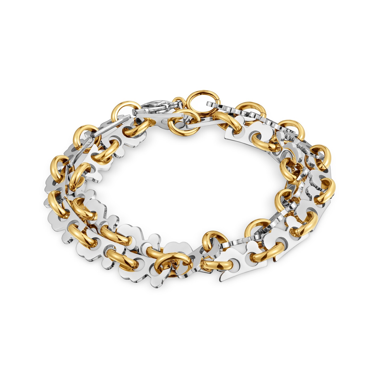 PULSERA DOBLE DE ACERO BICOLOR TOUS HALF BEAR - 1