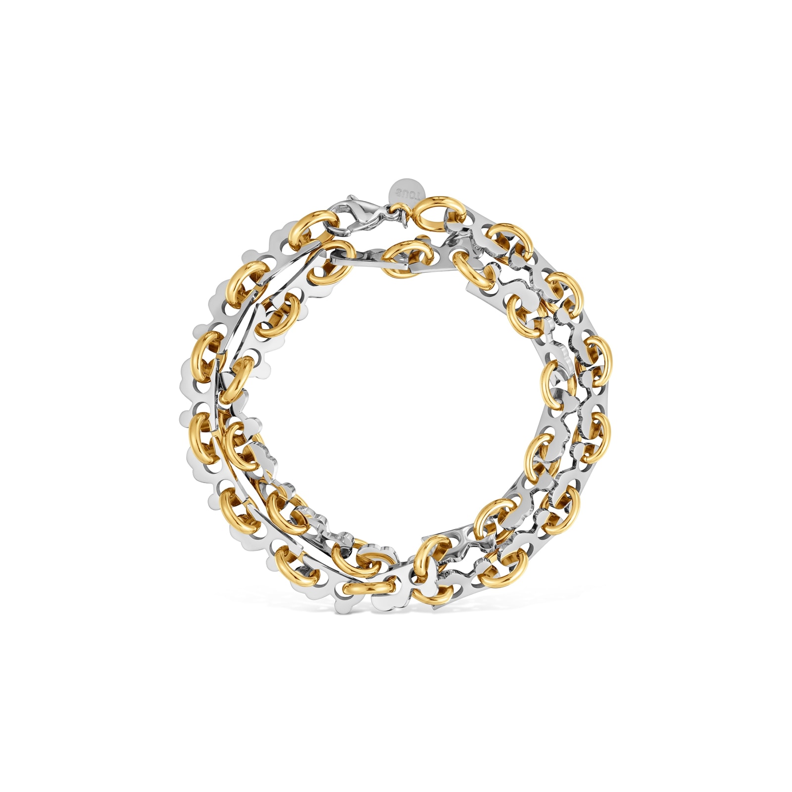 PULSERA DOBLE DE ACERO BICOLOR TOUS HALF BEAR - 2
