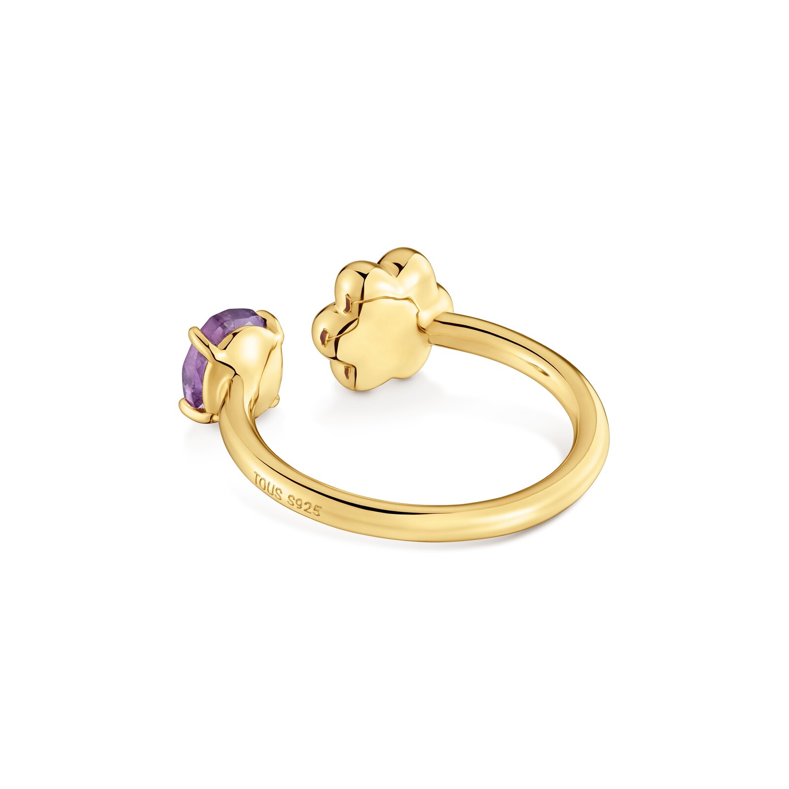 ANILLO ABIERTO CON BAÑO DE ORO 18 KT SOBRE PLATA Y AMATISTA TOUS BOLD MOTIF - 2