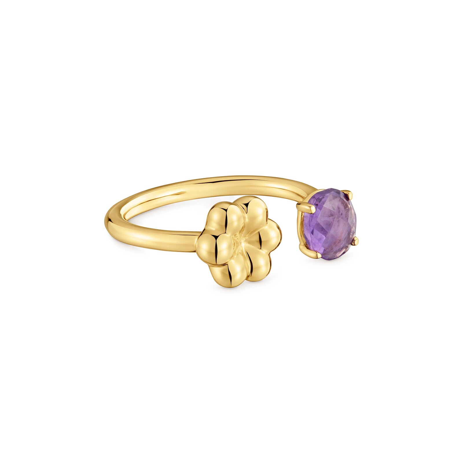 ANILLO ABIERTO CON BAÑO DE ORO 18 KT SOBRE PLATA Y AMATISTA TOUS BOLD MOTIF - 3