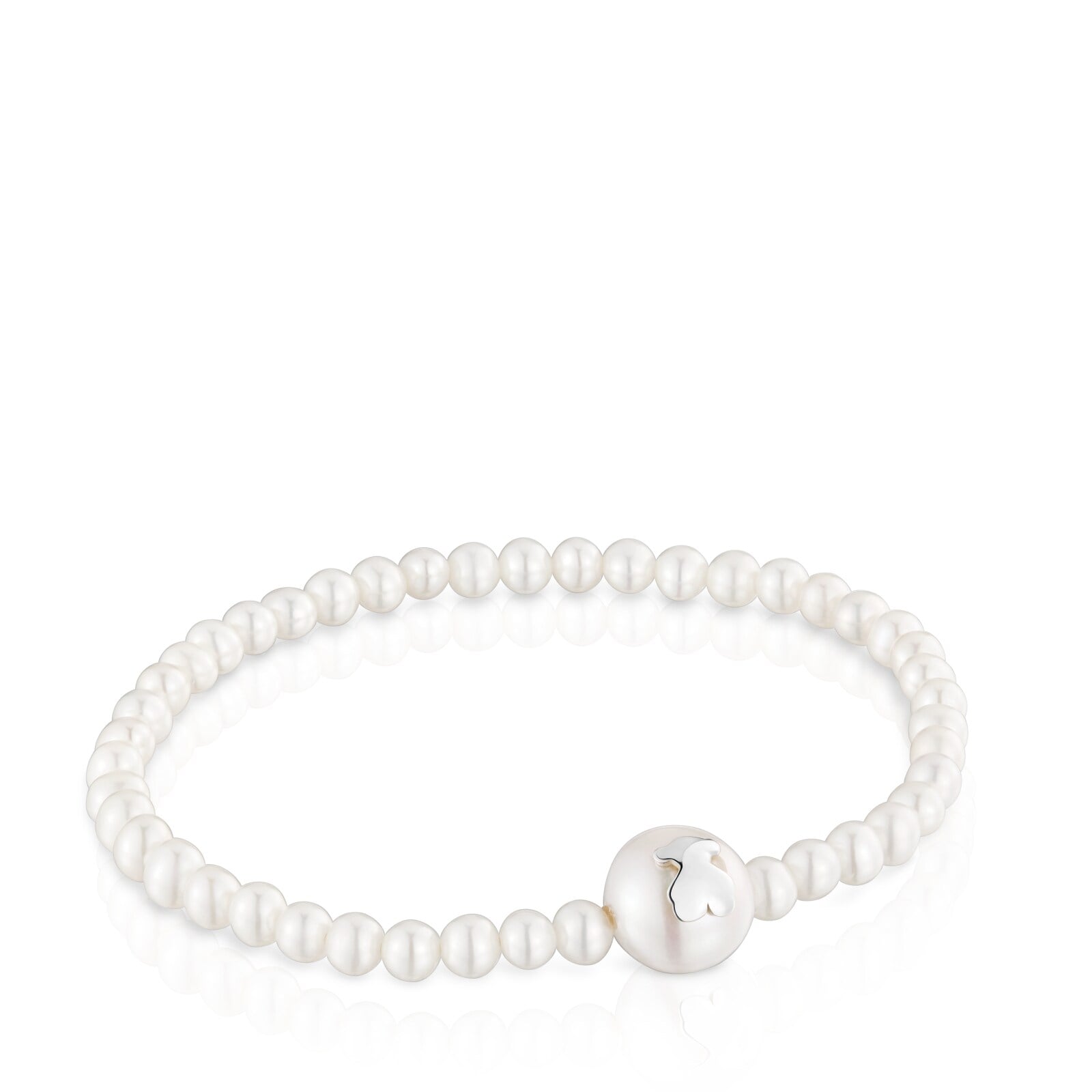 PULSERA ELÁSTICA DE PLATA Y PERLAS CULTIVADAS TOUS ICON PEARL - 1