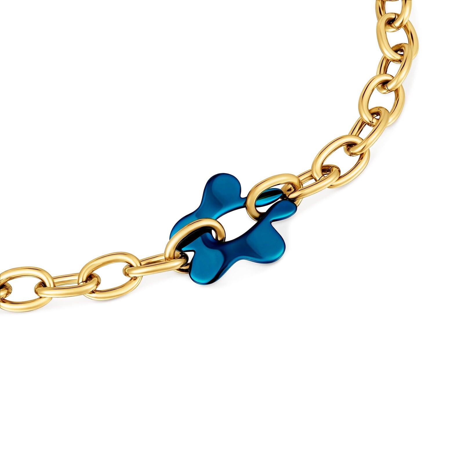 COLLAR FLOR AZUL Y ACERO DORADO TOUS STRAIN - 2