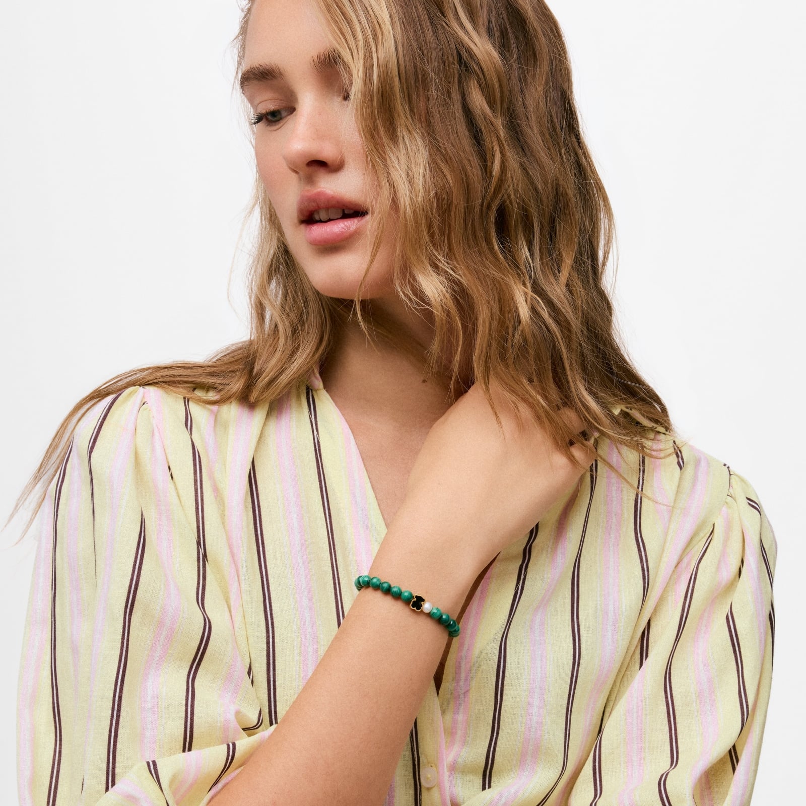 PULSERA ELASTICA OSO CON MALAQUITAS TOUS EUREKA - 4