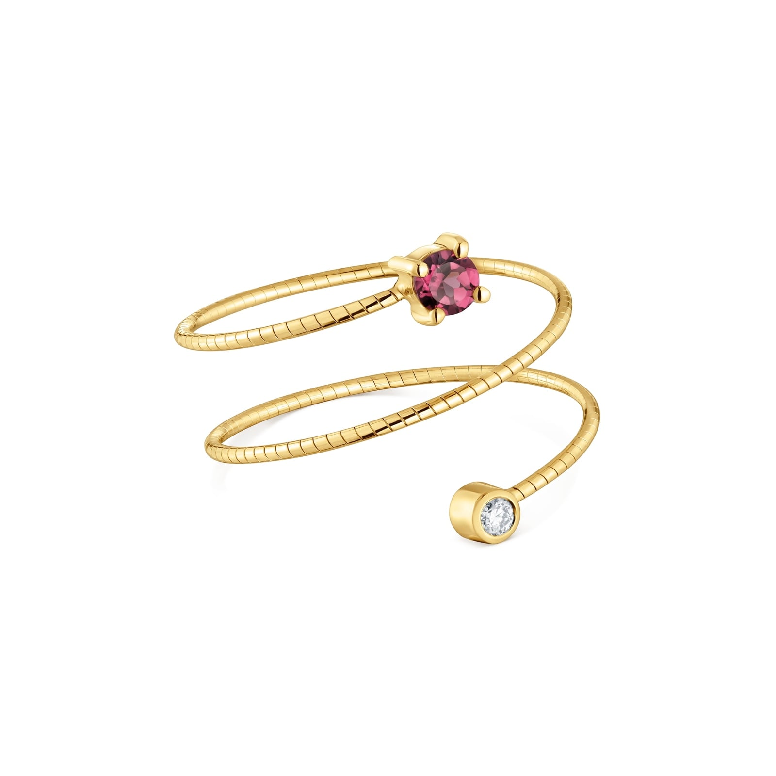 ANILLO ABIERTO DE ORO 9 KT, TITANIO, DIAMANTE Y RODOLITA TOUS BUCLE - 1