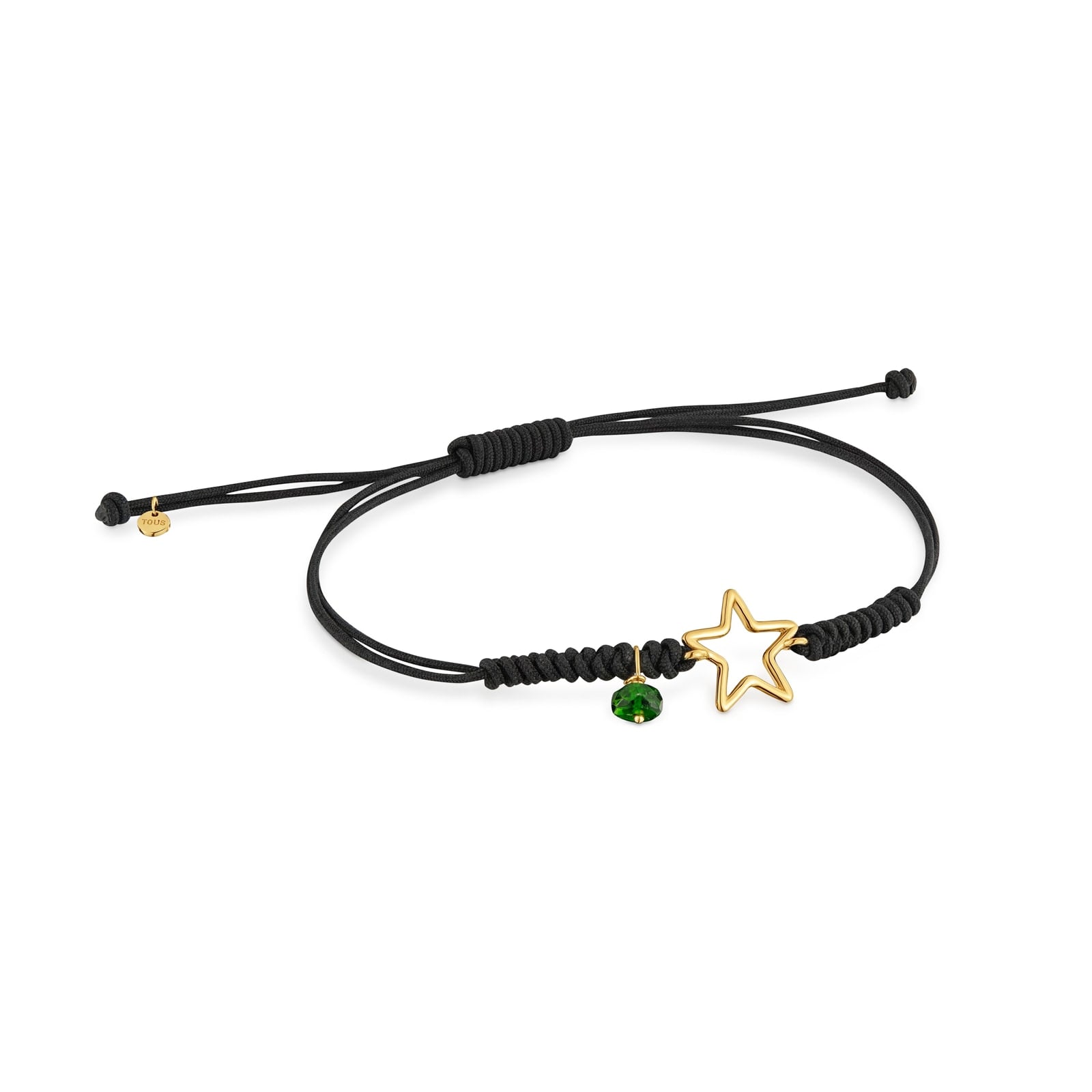 PULSERA ESTRELLA DE ORO 9 KT, CROMODIÓPSIDO Y NYLON TOUS SILUETA - 1