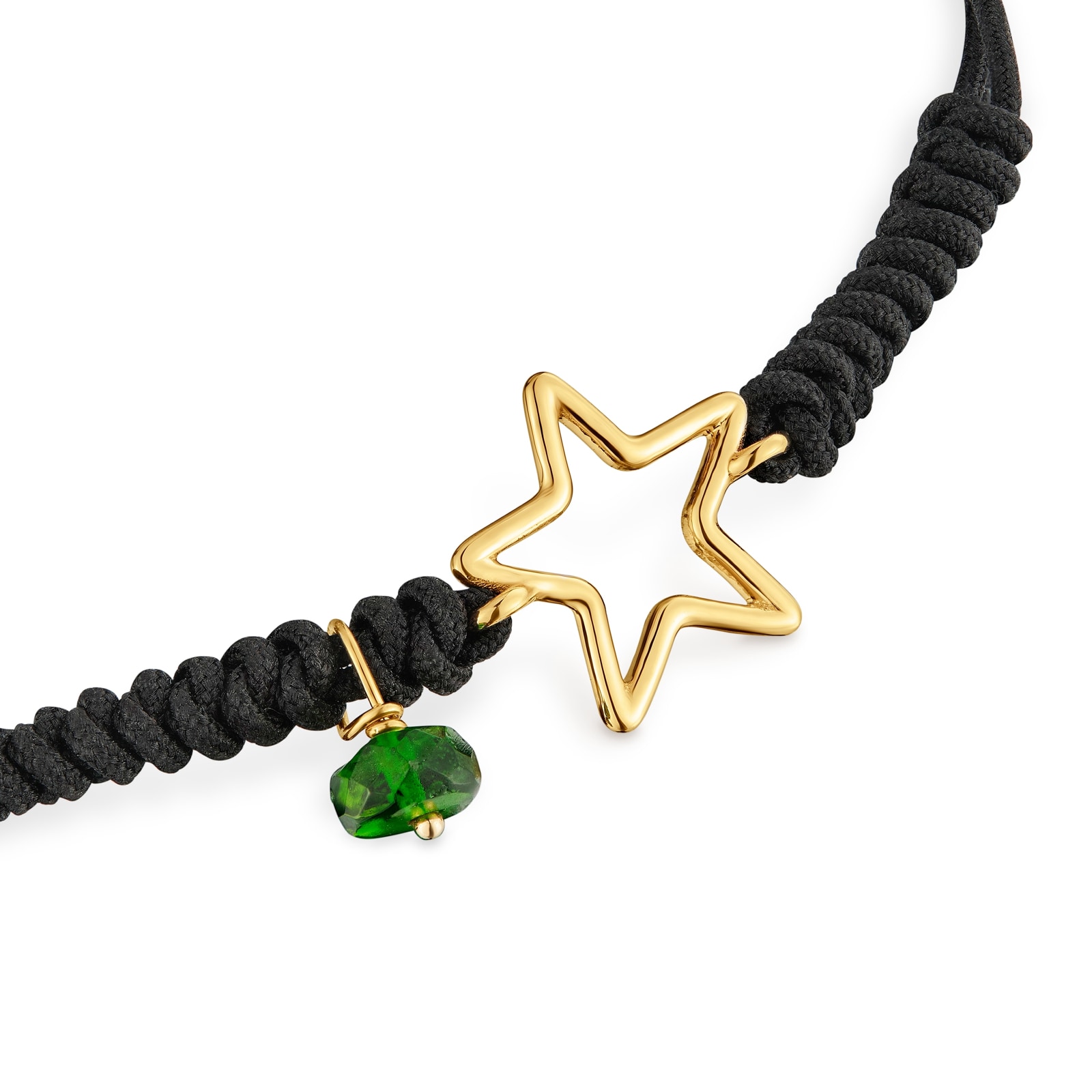 PULSERA ESTRELLA DE ORO 9 KT, CROMODIÓPSIDO Y NYLON TOUS SILUETA - 3