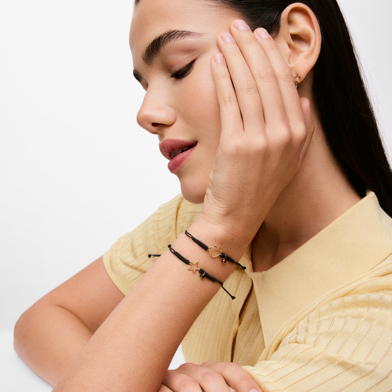PULSERA ESTRELLA DE ORO 9 KT, CROMODIÓPSIDO Y NYLON TOUS SILUETA - 4