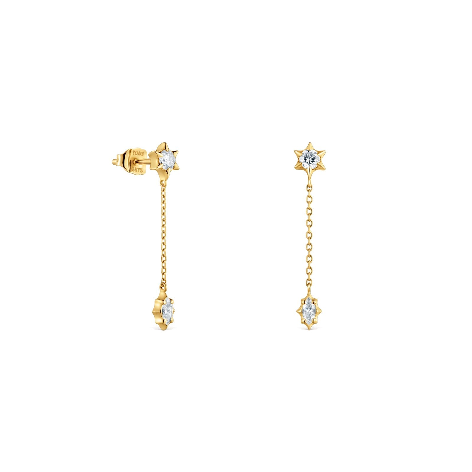 ARETES LARGOS DE ORO 9 KT Y DIAMANTES CREADOS LAB. TOUS IRISÉ LGD - 1