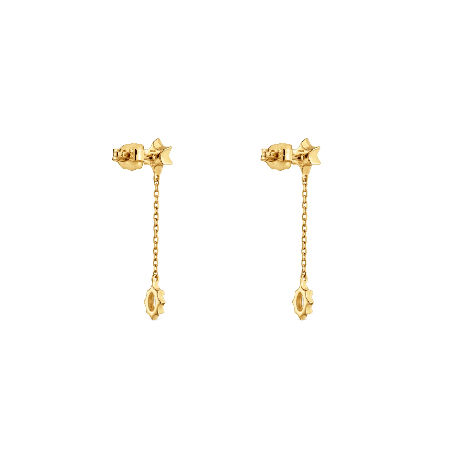 ARETES LARGOS DE ORO 9 KT Y DIAMANTES CREADOS LAB. TOUS IRISÉ LGD - 3