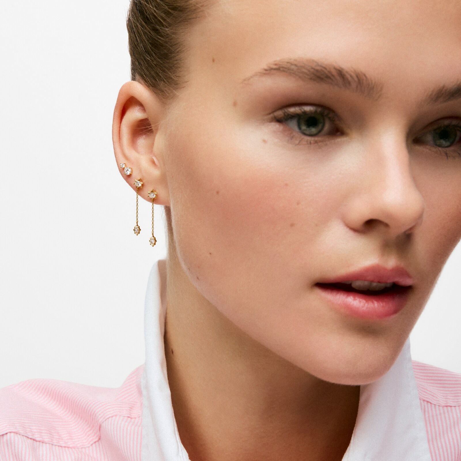 ARETES LARGOS DE ORO 9 KT Y DIAMANTES CREADOS LAB. TOUS IRISÉ LGD - 4