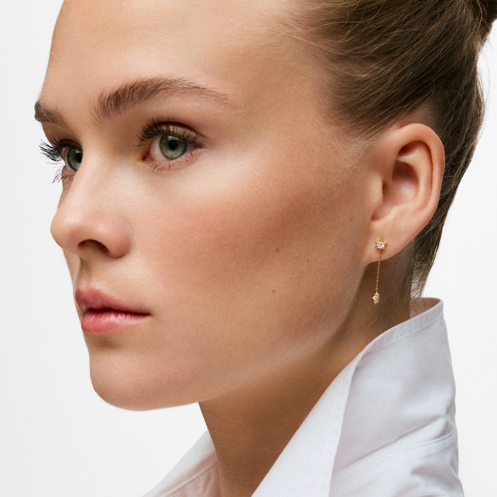 ARETES LARGOS DE ORO 9 KT Y DIAMANTES CREADOS LAB. TOUS IRISÉ LGD - 5
